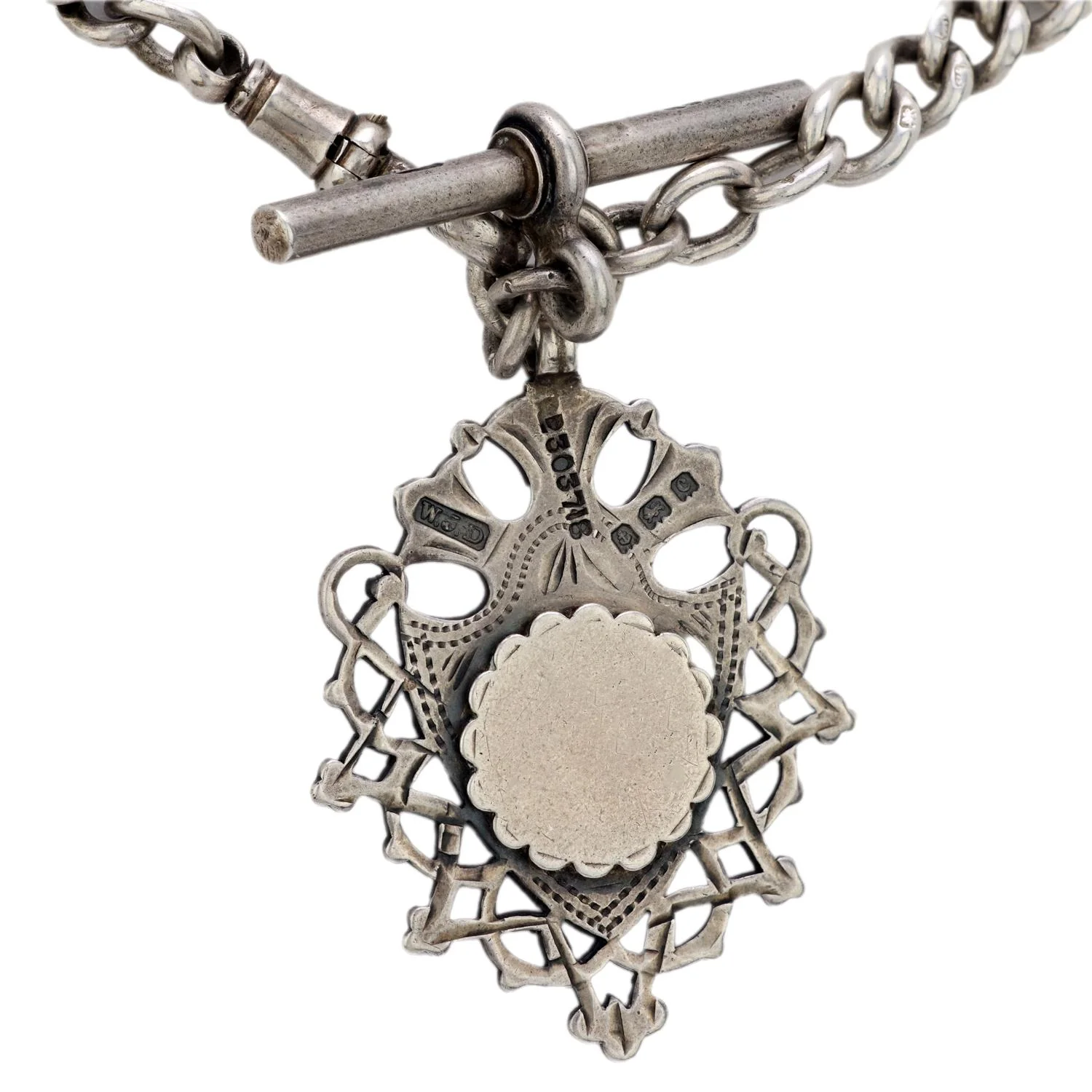 Victorian English 9k/Sterling Silver Medallion Pendant Necklace - Image 4