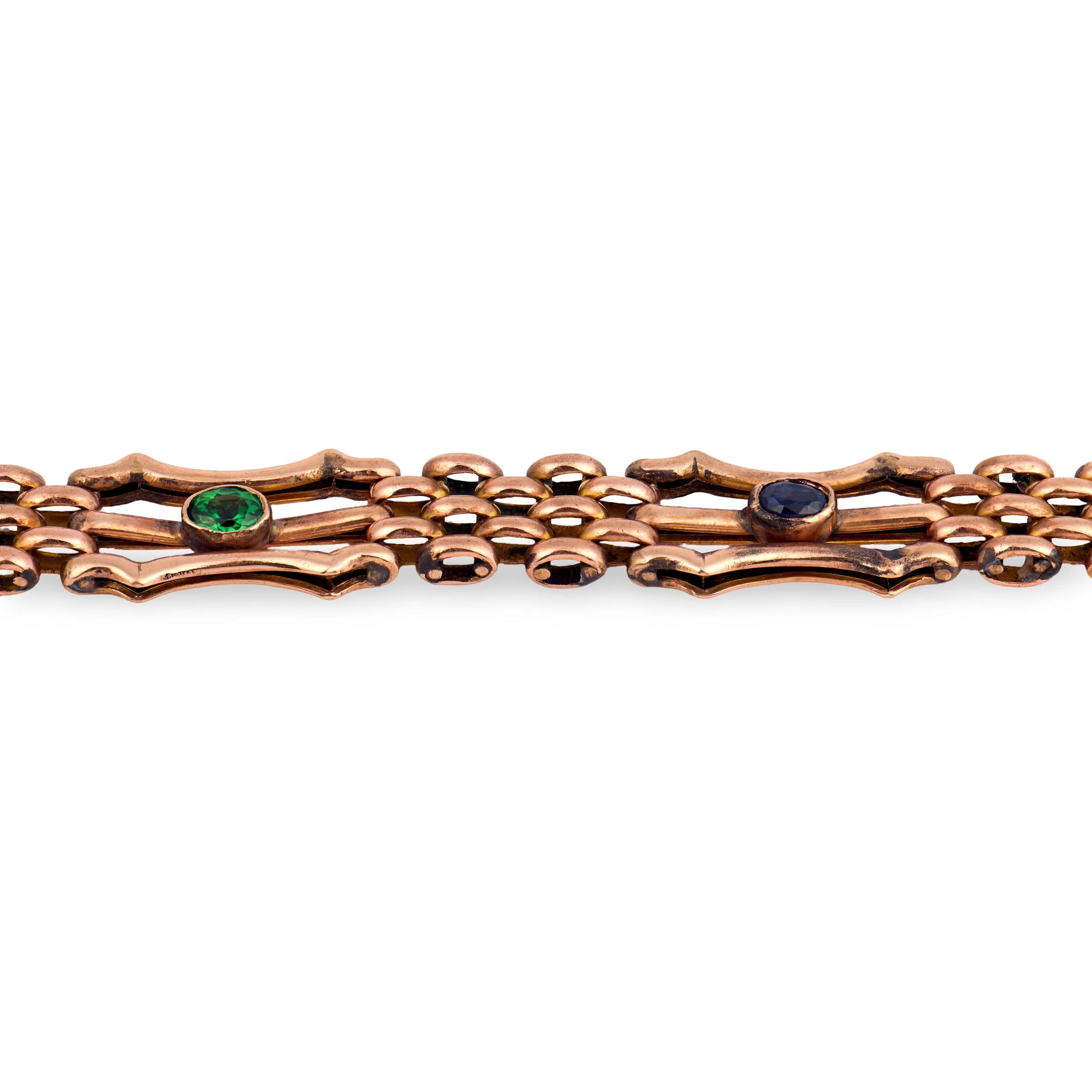 Victorian English 9k Demantoid, Ruby, & Sapphire Bracelet - Image 3