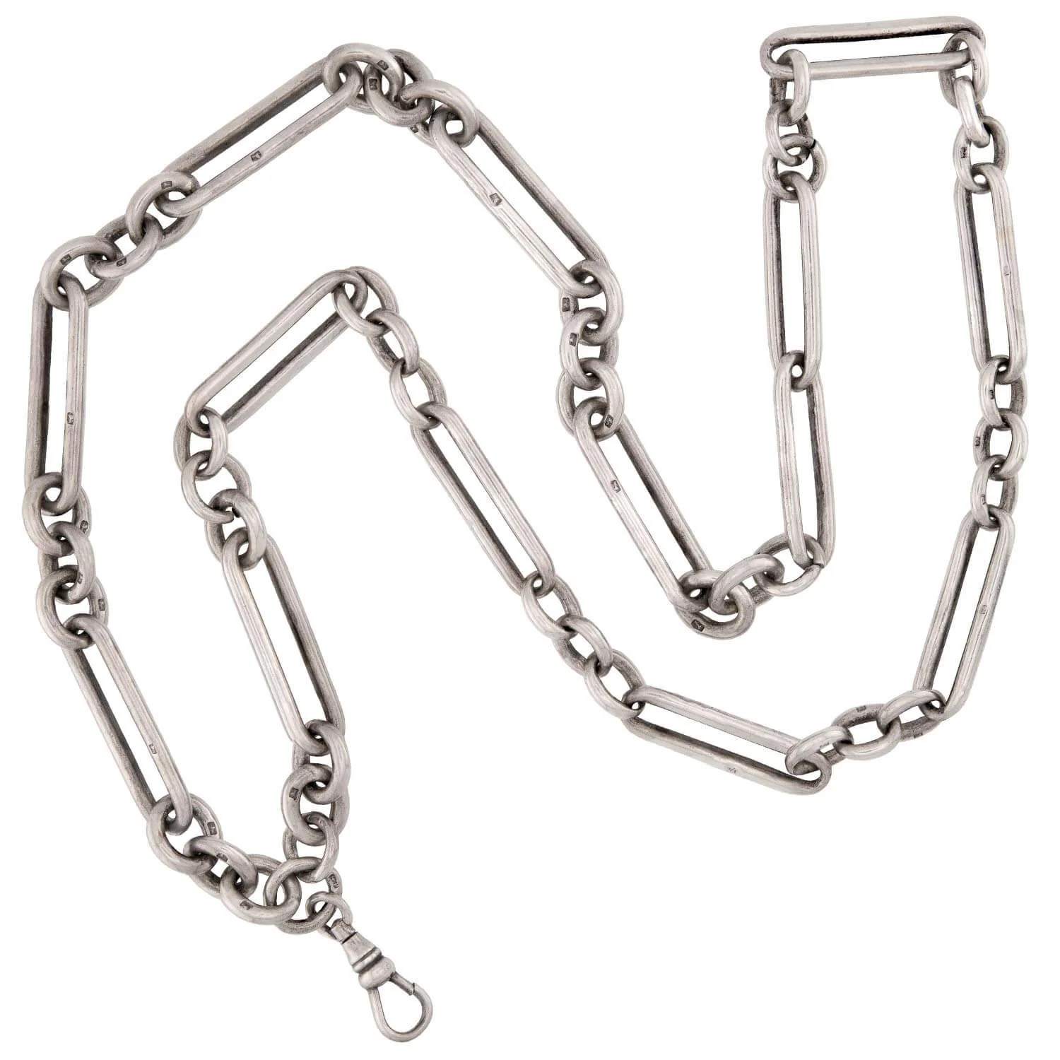 Victorian English Sterling Silver Paperclip Link Chain 28"