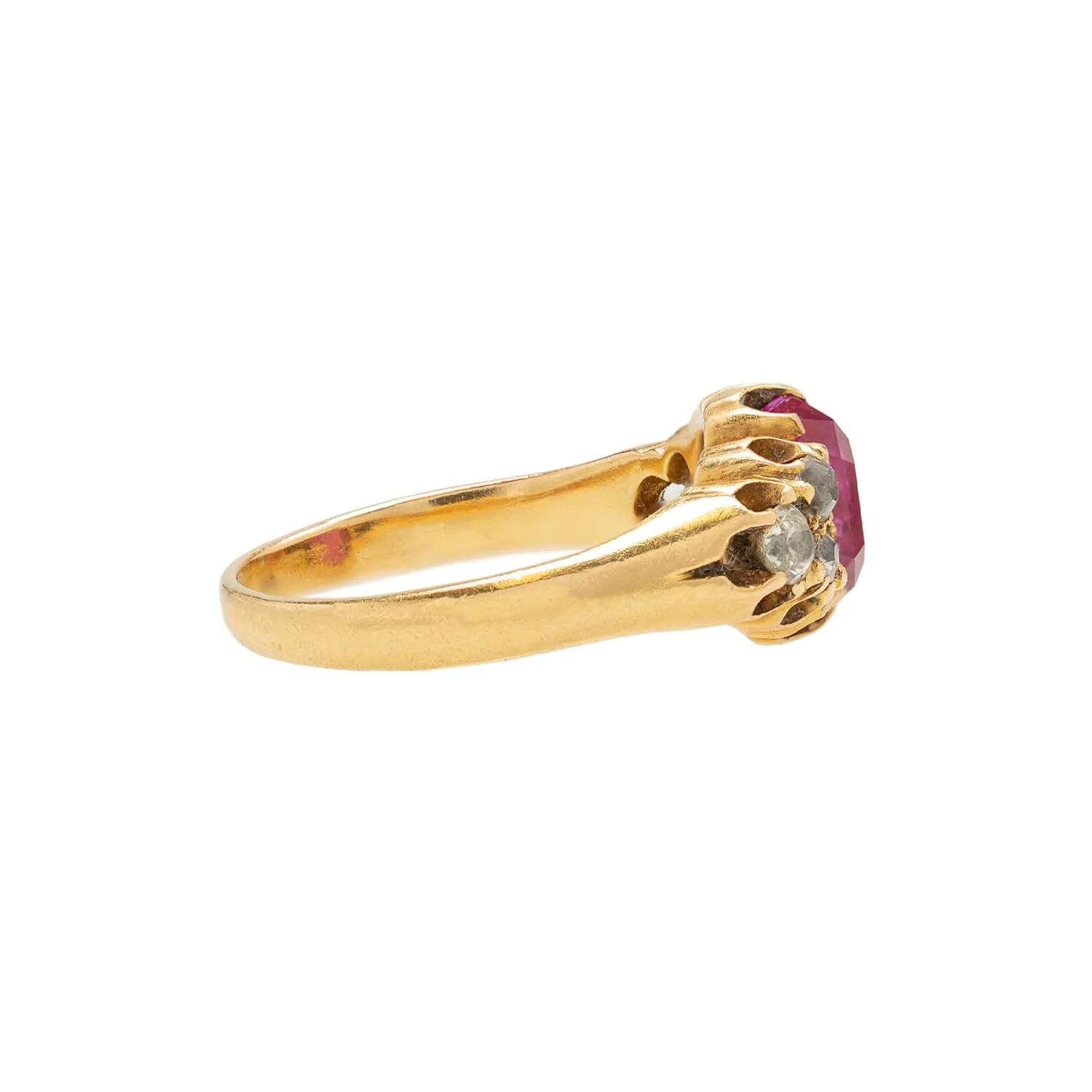 Victorian French 18k Burmese Ruby + Diamond Ring - Image 2