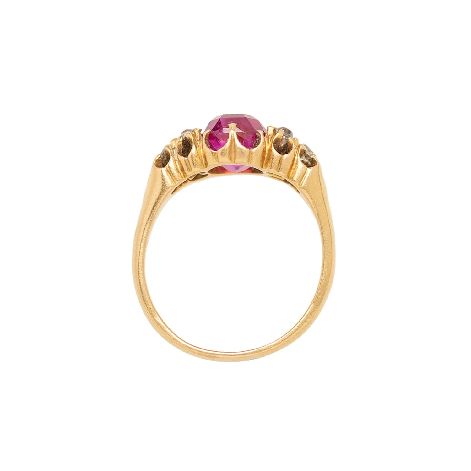 Victorian French 18k Burmese Ruby + Diamond Ring - Image 3