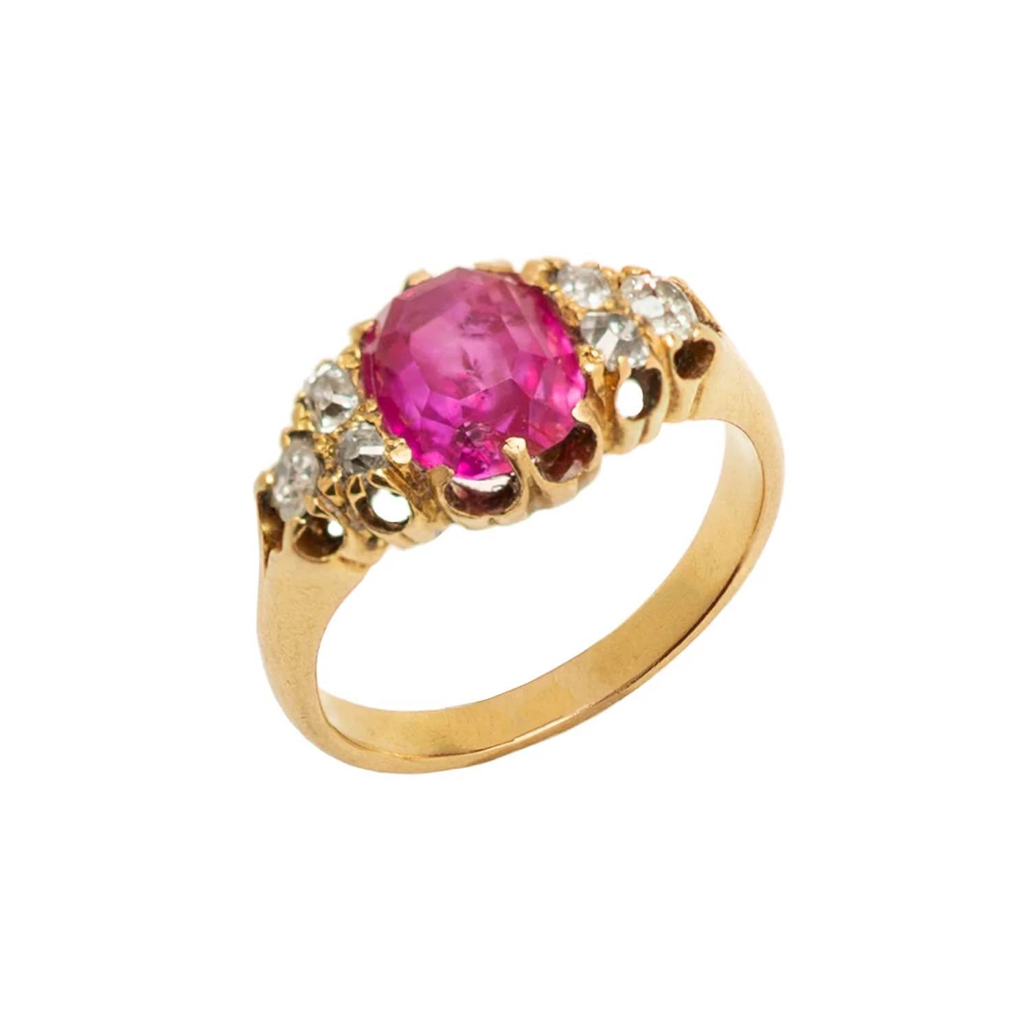 Victorian French 18k Burmese Ruby + Diamond Ring - Image 4