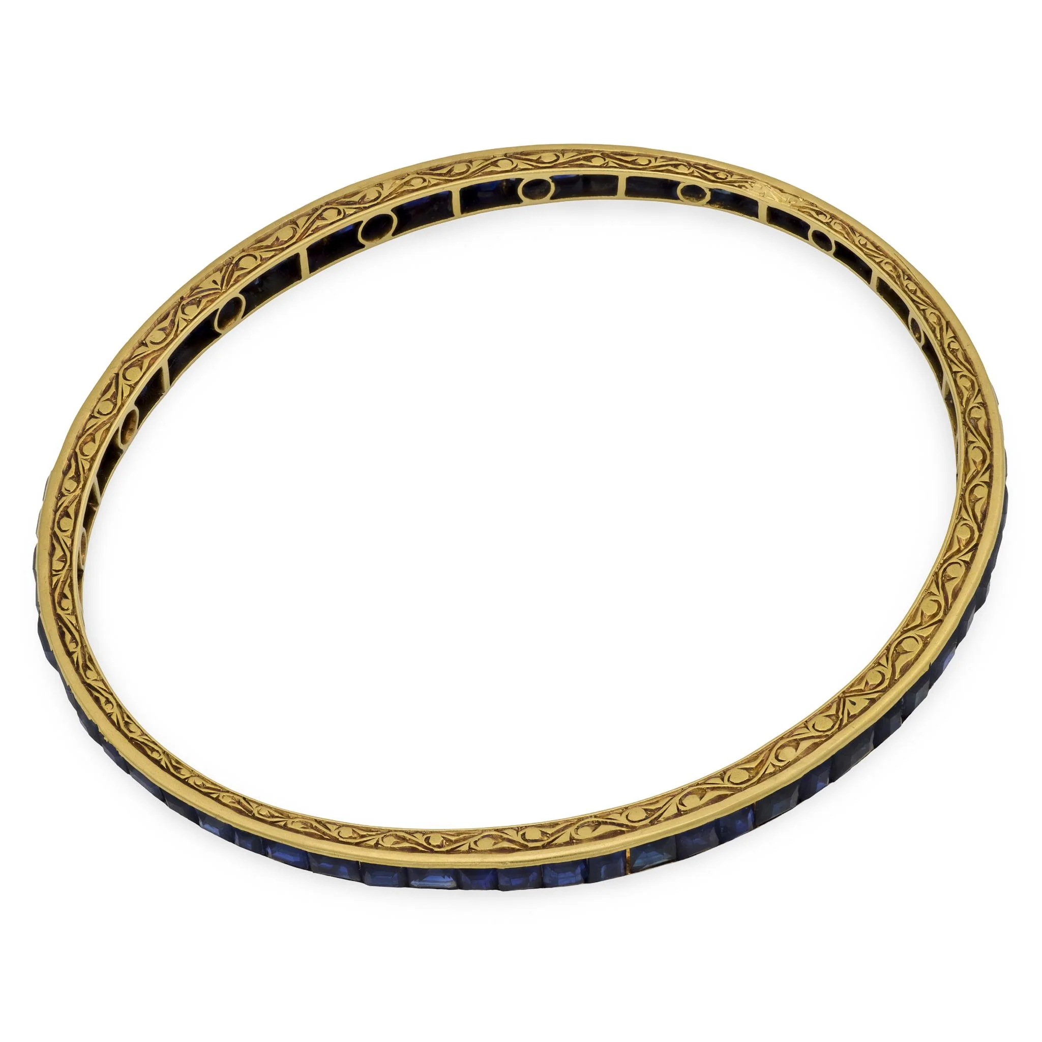 Victorian French 18k Sapphire Bangle Bracelet - Image 3