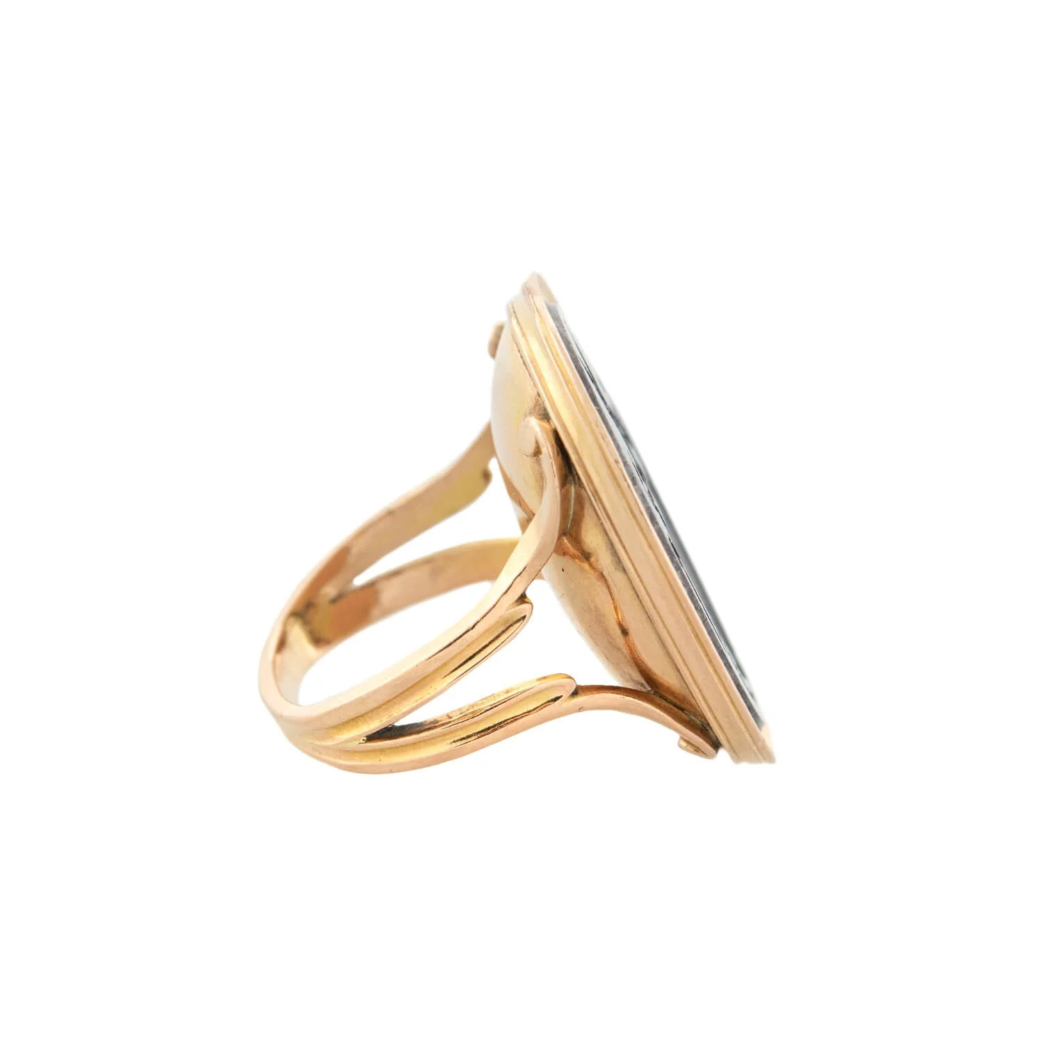 Victorian French 18kt/Steel Intaglio Signet Ring 17.5g - Image 2