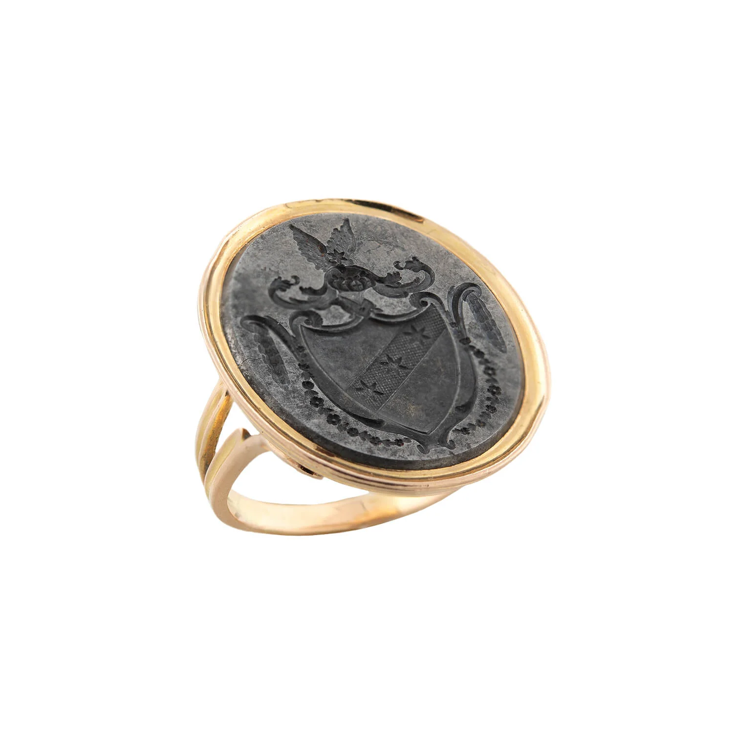 Victorian French 18kt/Steel Intaglio Signet Ring 17.5g - Image 4