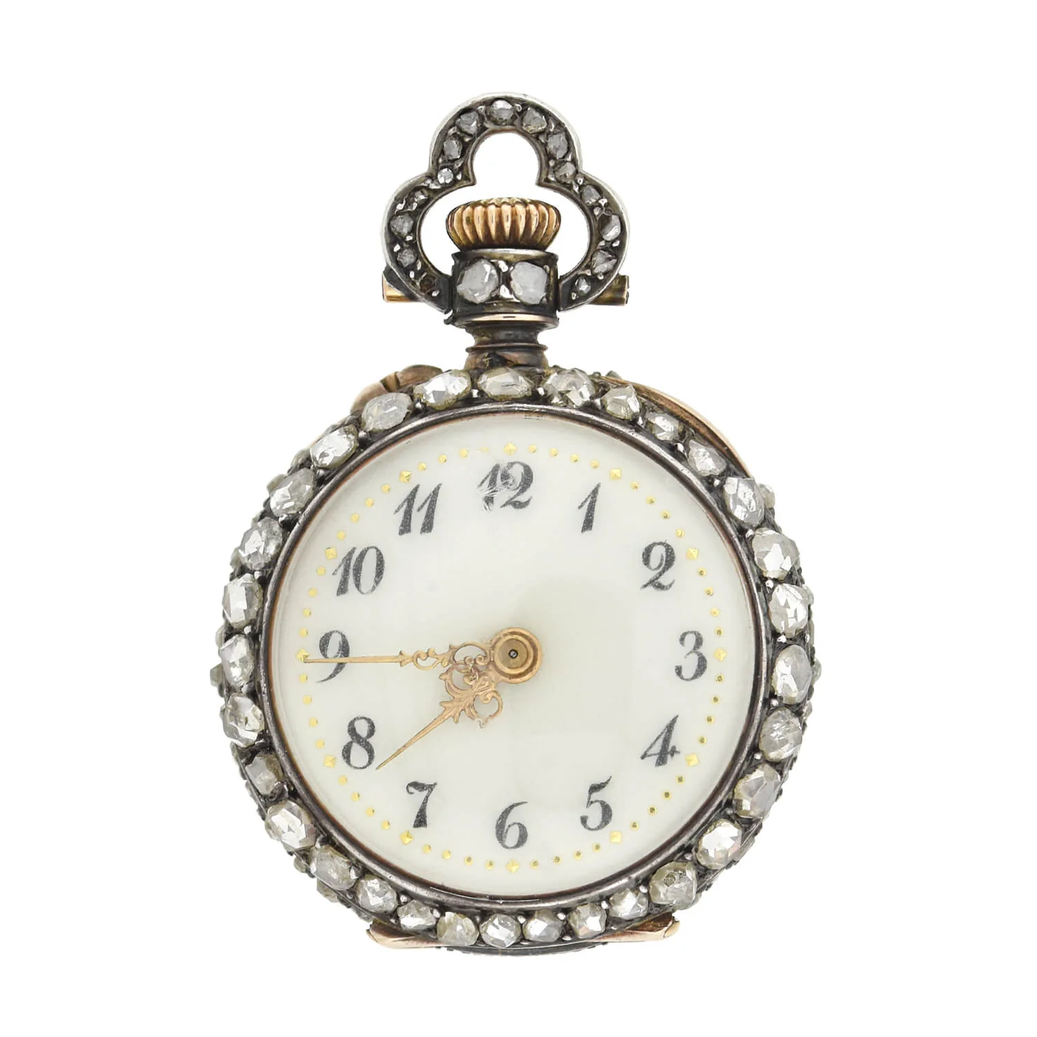 Victorian French 18kt/Sterling Diamond Star Pocket Watch 2ctw - Image 2