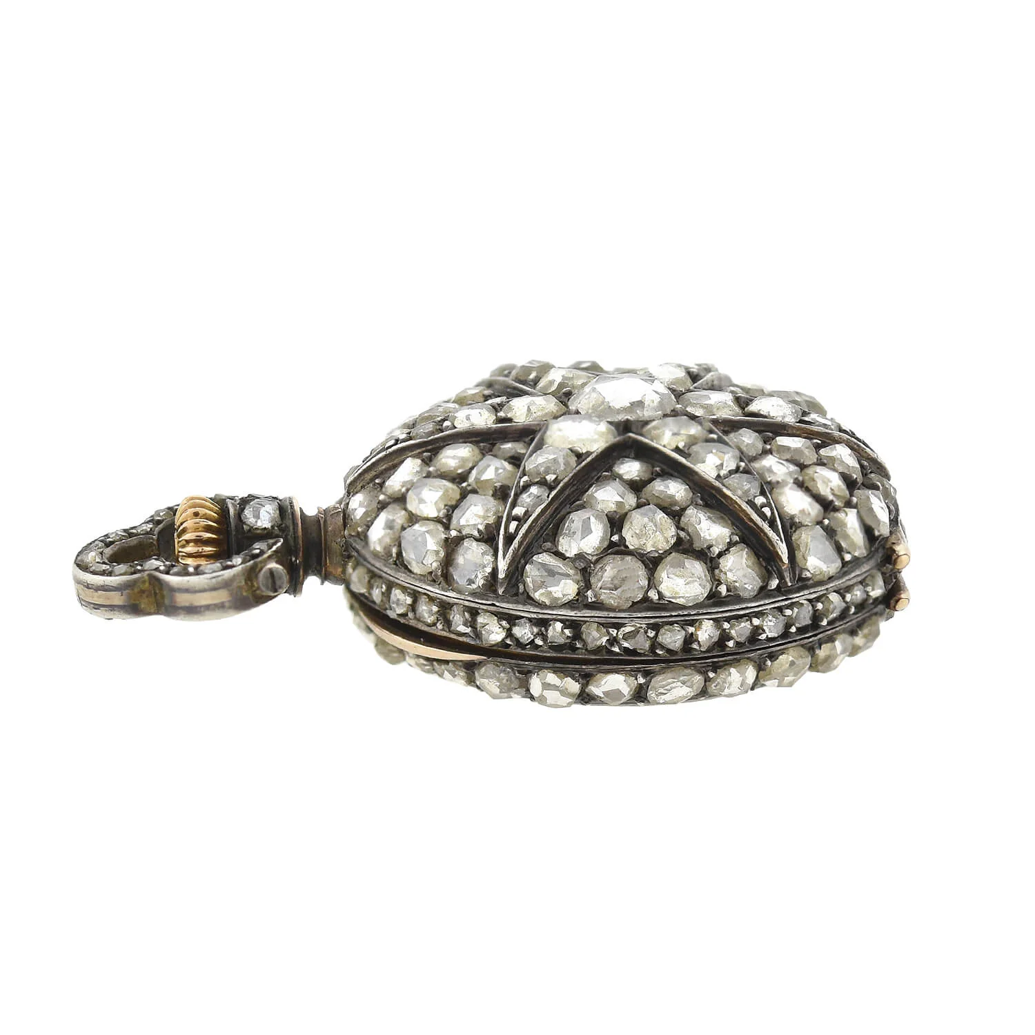 Victorian French 18kt/Sterling Diamond Star Pocket Watch 2ctw - Image 5