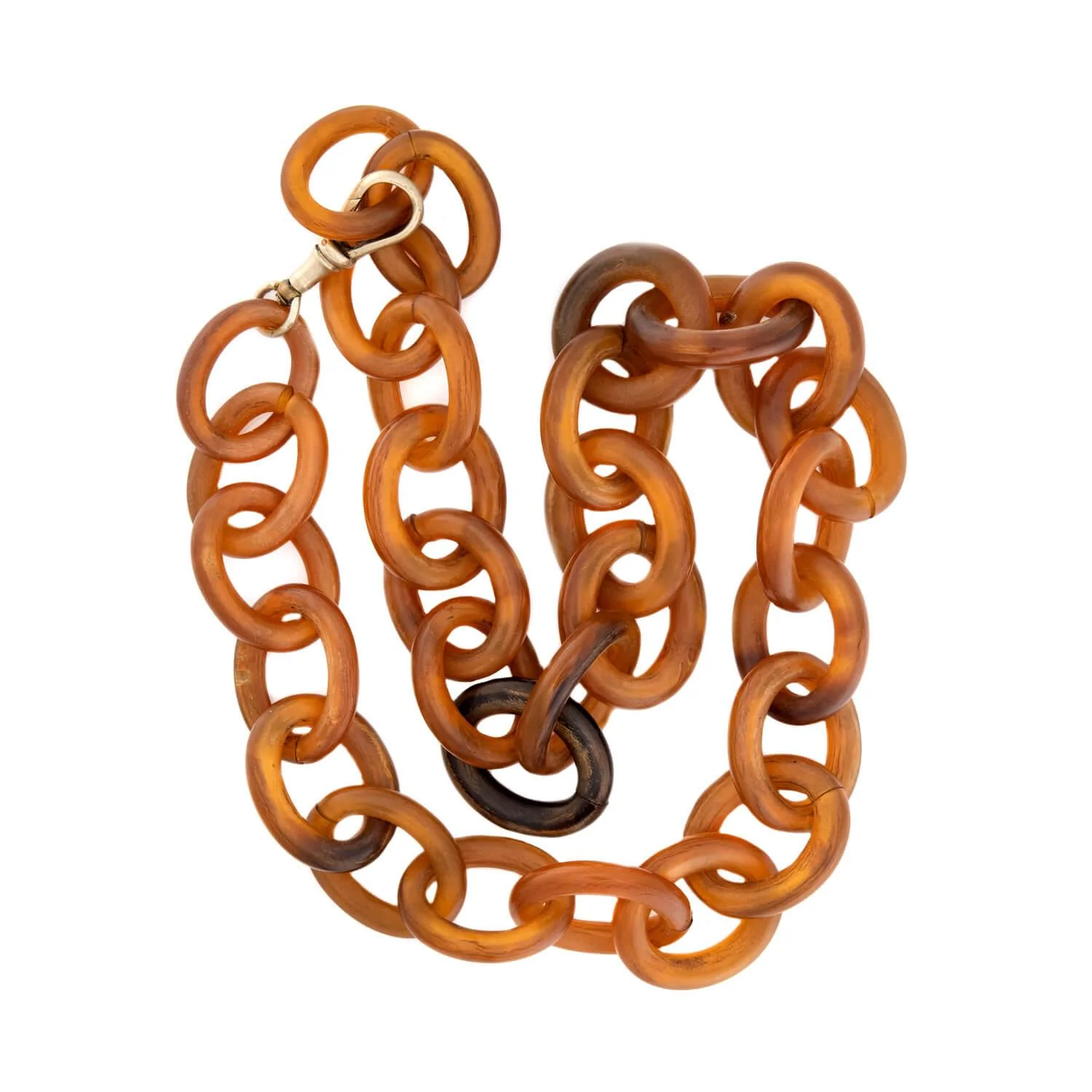 Victorian Gold-Filled Carved Horn Link Necklace - Image 4