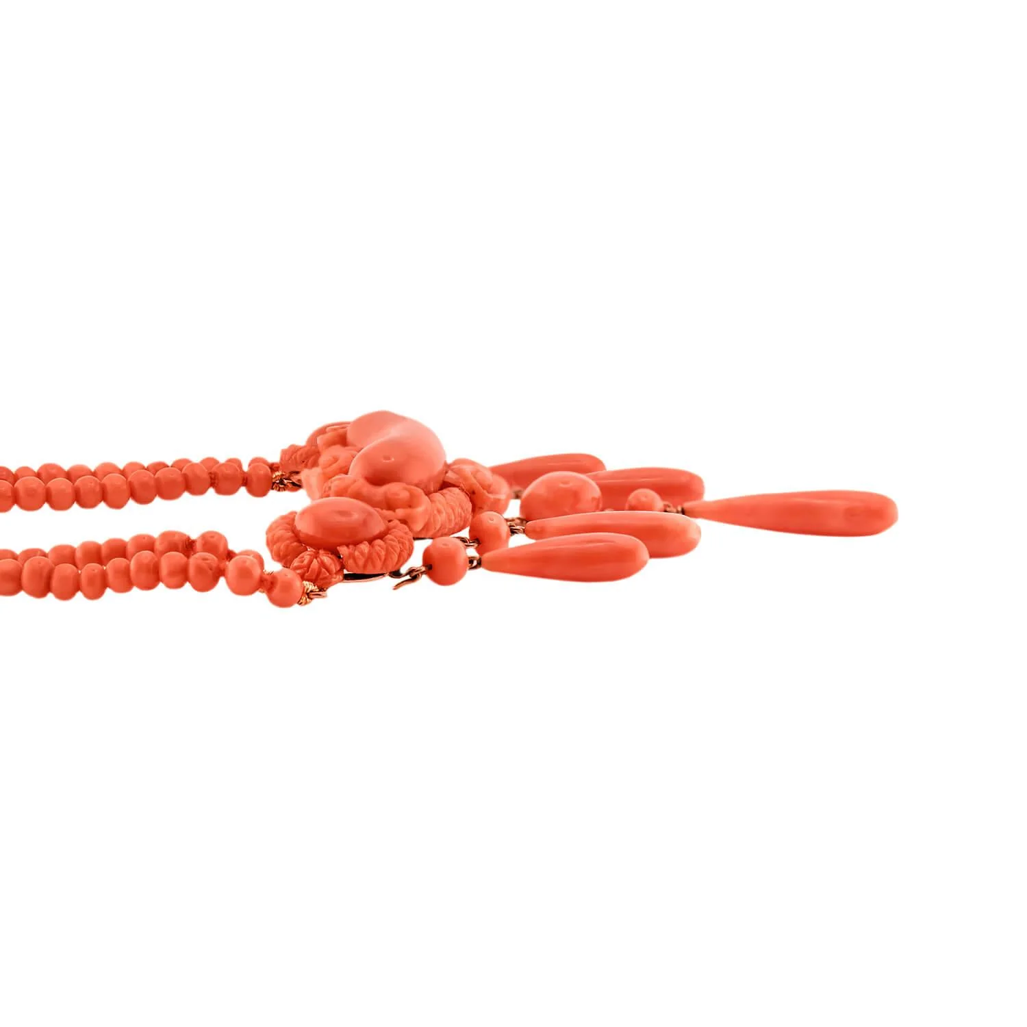 Victorian Gold-Filled Coral Festoon Necklace - Image 2