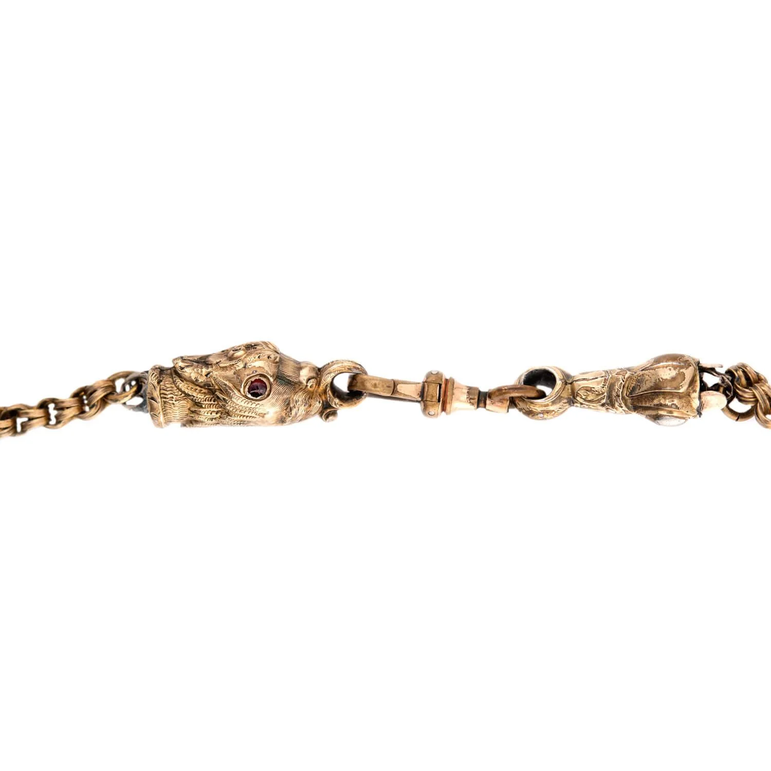 Victorian Gold-Filled Garnet Griffin-Motif Chain Necklace - Image 4