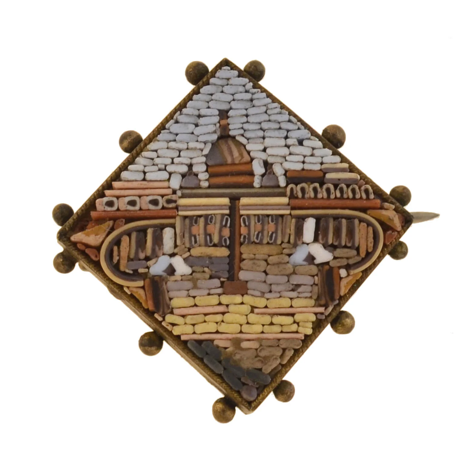 Victorian Gold-Filled Micro Mosaic Vatican City Pin Set - Image 3