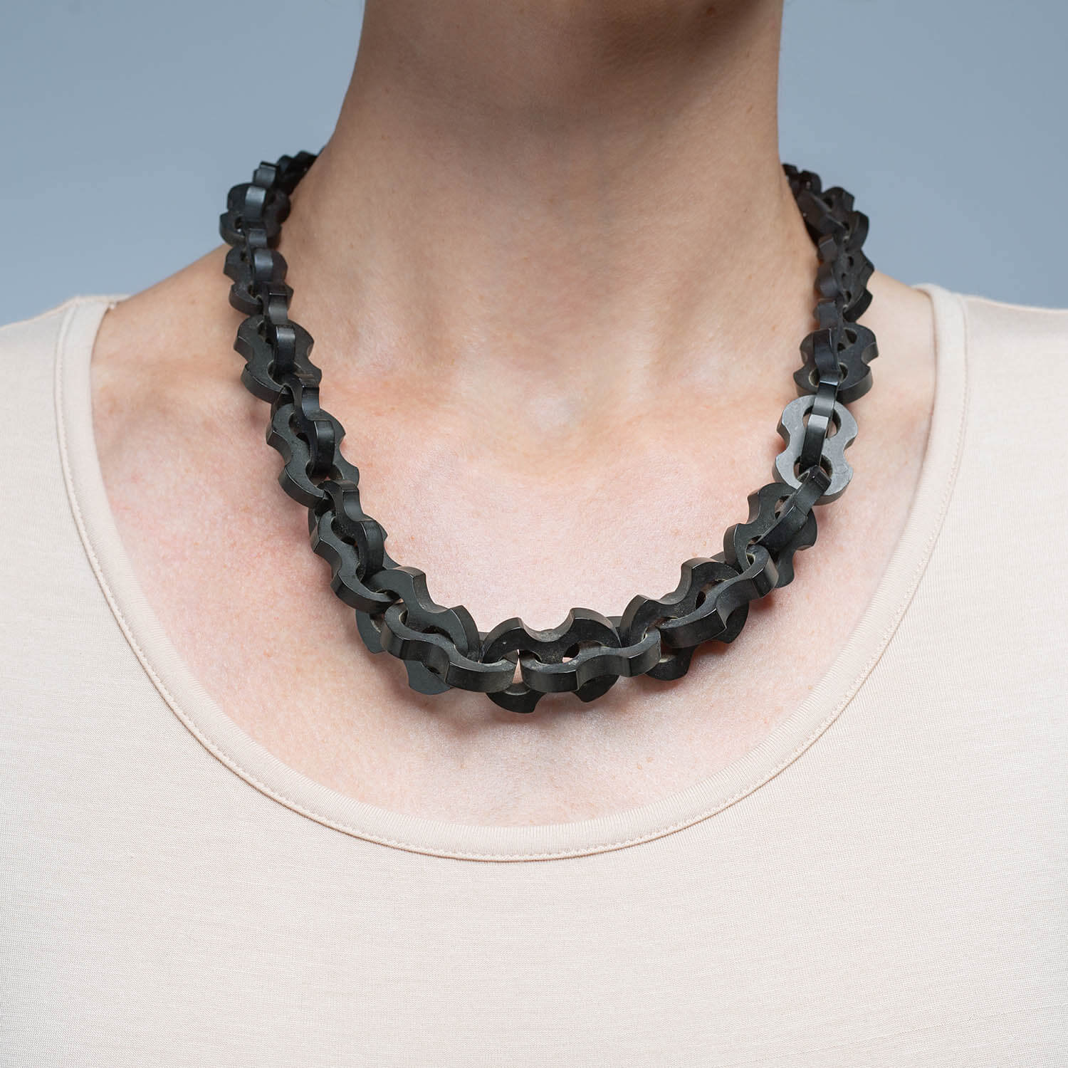 Victorian Hand Carved Gutta-Percha Link Necklace 21.5" - Image 5