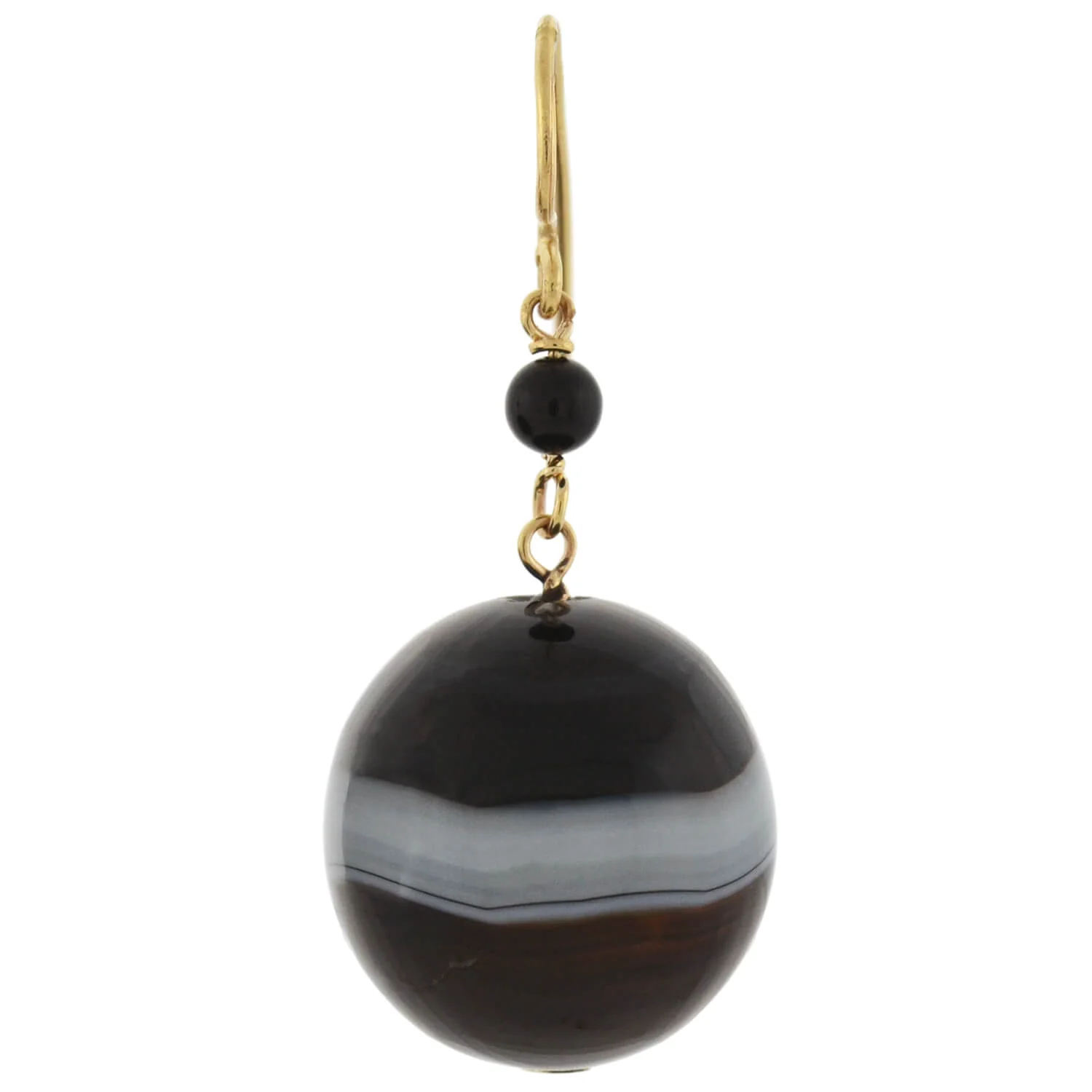 Victorian Large 10kt Graduating Banded Agate Earrings - Image 2