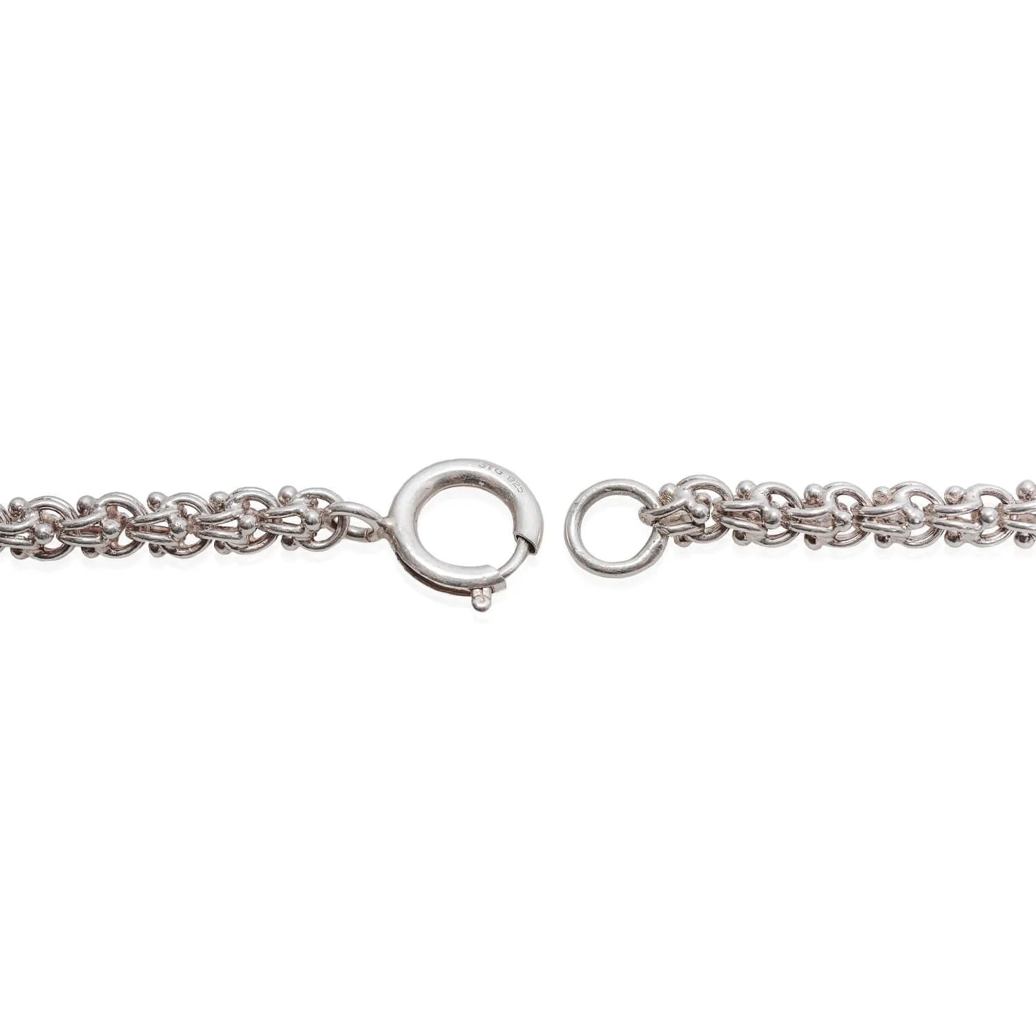 Victorian Long Sterling Beaded Link Chain 60" - Image 4