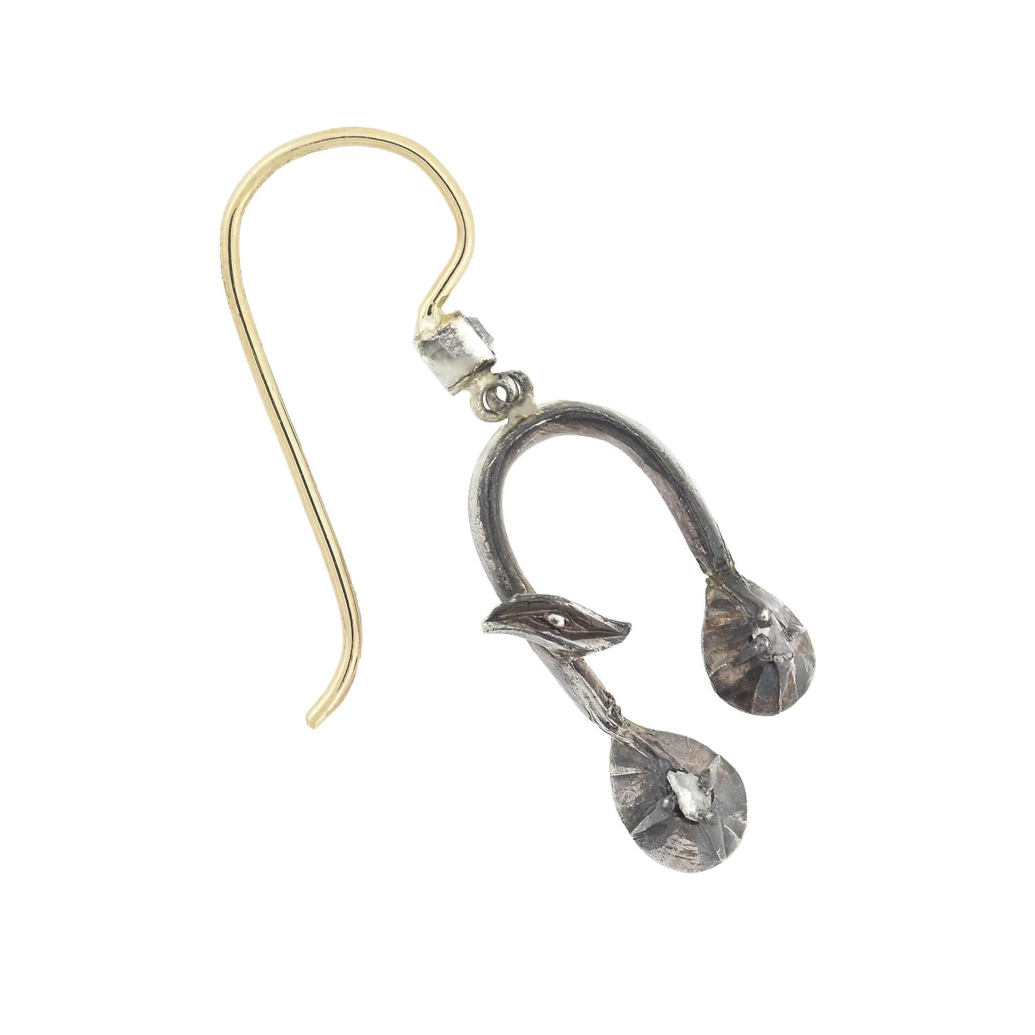 Victorian Petite Sterling/14kt Old Rose Cut Diamond Dangle Earrings - Image 4