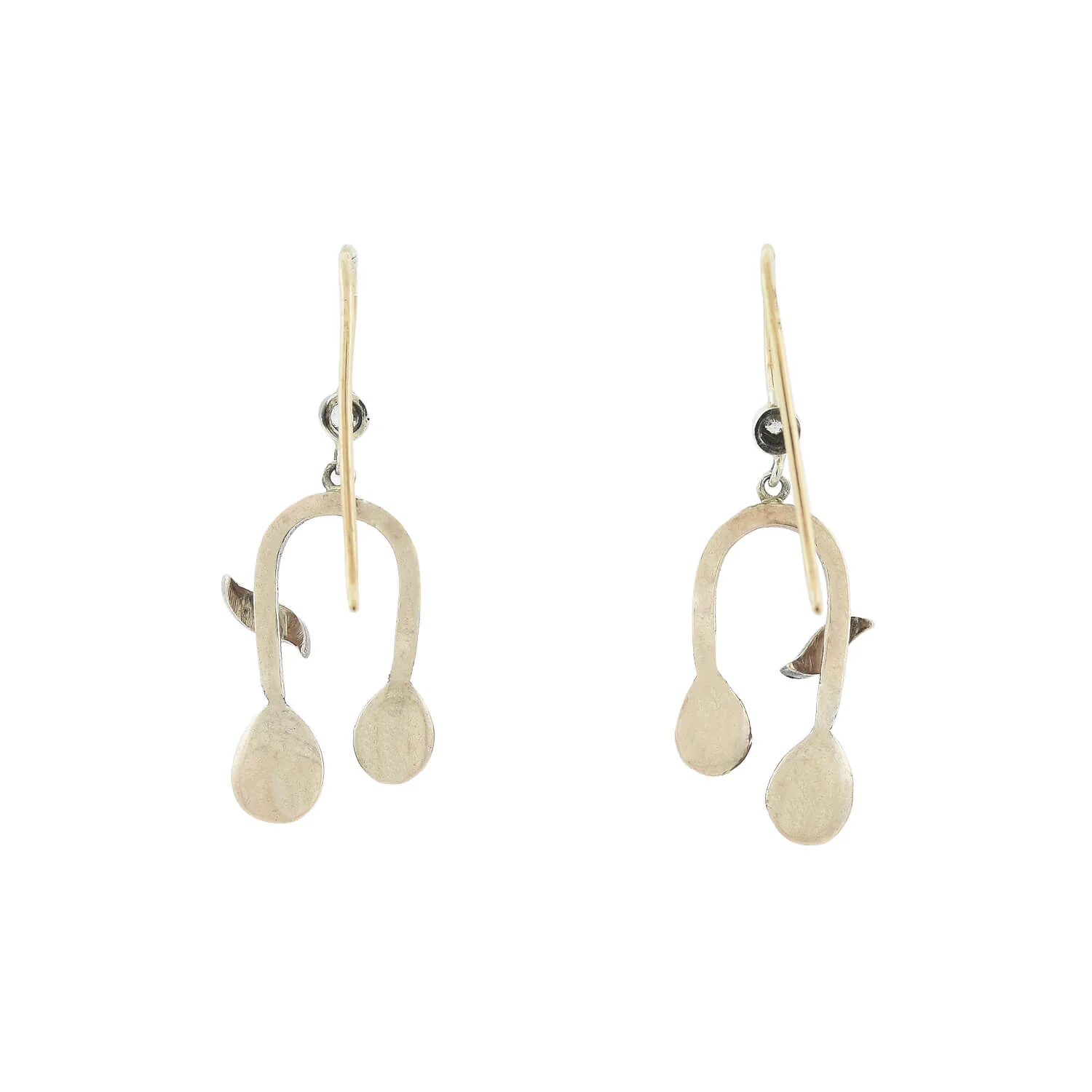 Victorian Petite Sterling/14kt Old Rose Cut Diamond Dangle Earrings - Image 5