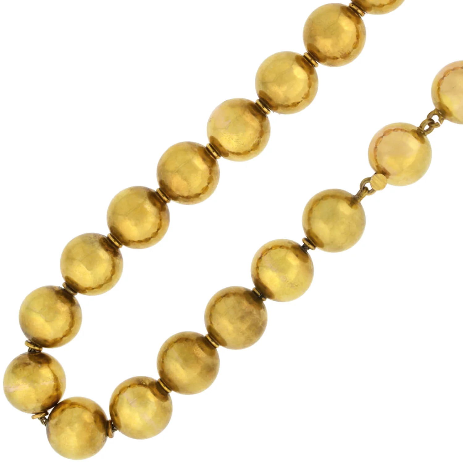 Victorian Rare 15kt Yellow Gold Large Bead Necklace 16.25" - Image 2