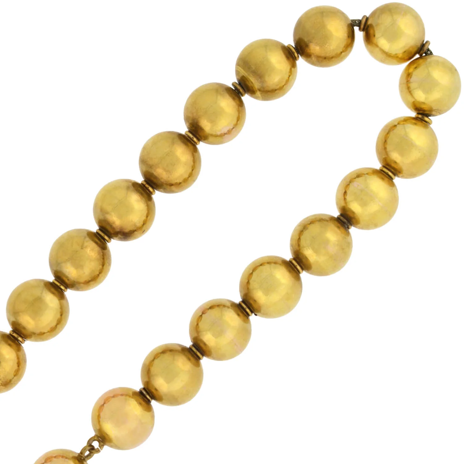 Victorian Rare 15kt Yellow Gold Large Bead Necklace 16.25" - Image 3
