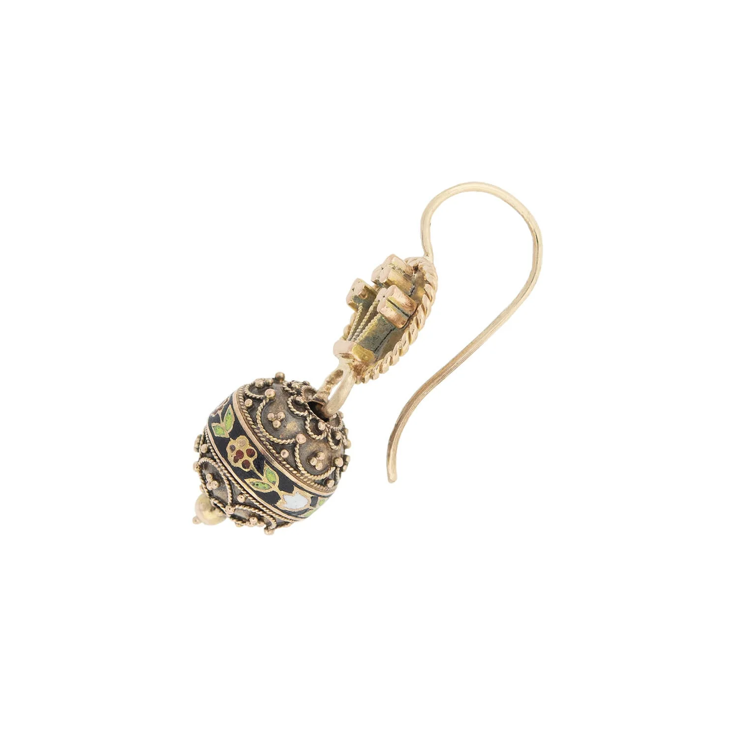 Victorian Revival 14kt + Enameled Earrings - Image 2