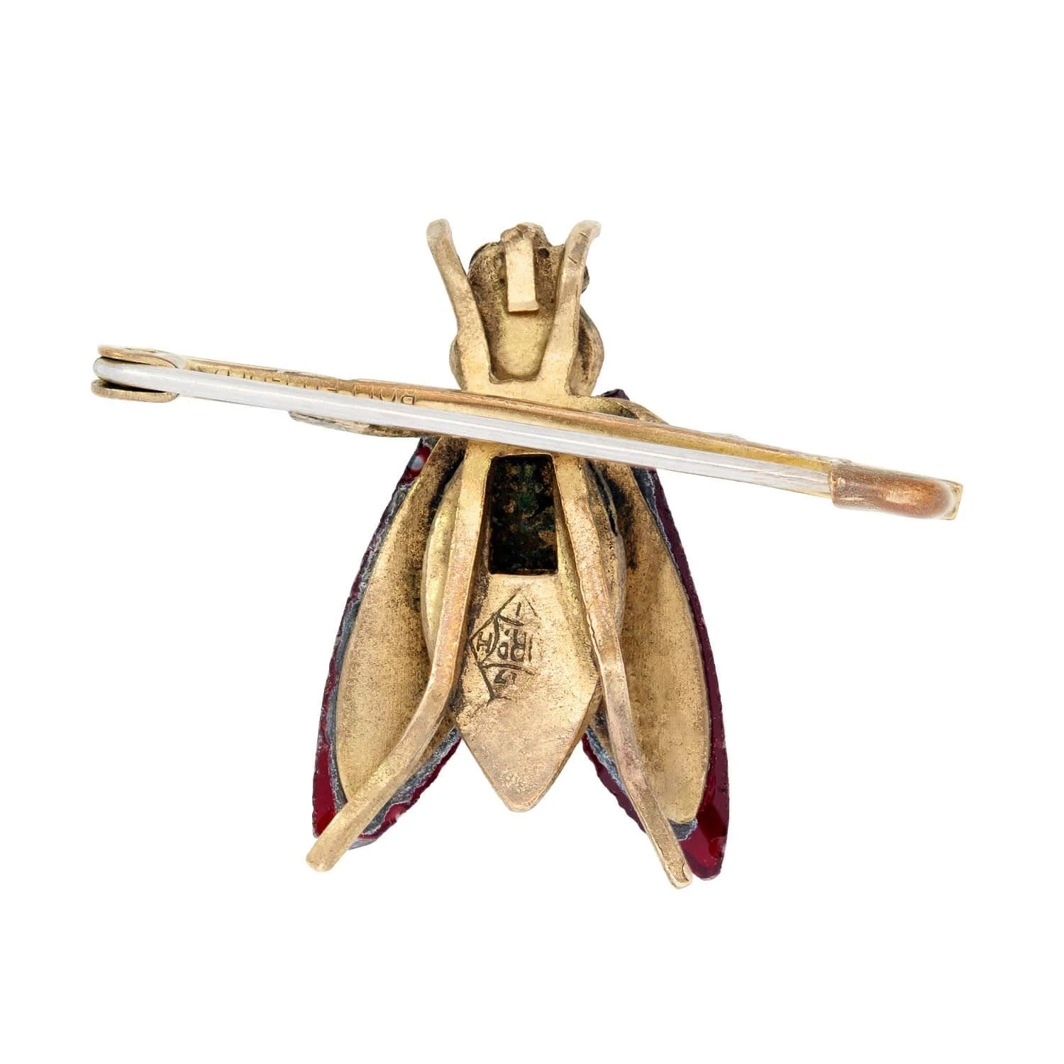 Victorian Rolled Gold and Vauxhall Glass Fly Pin - Image 3