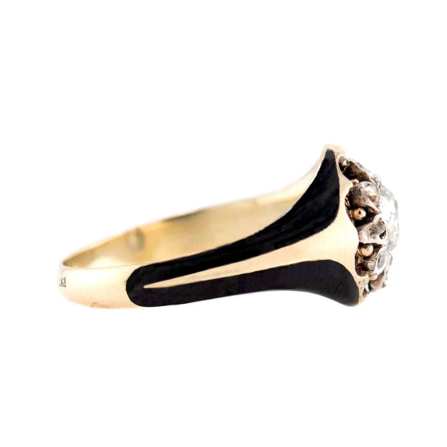Victorian Russian 14k Diamond and Enamel Cluster Ring - Image 3