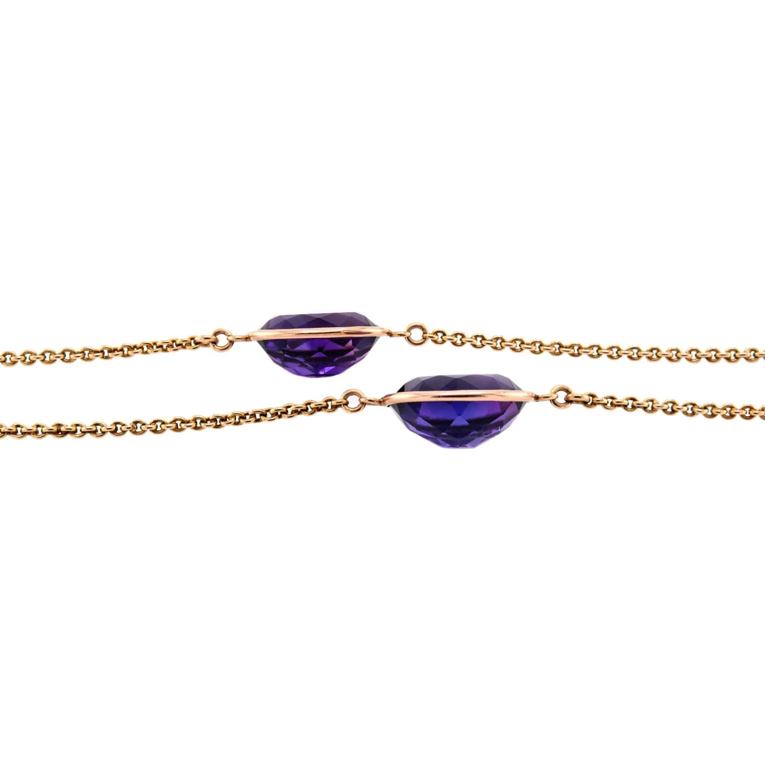 Victorian Russian 18k Amethyst Link Necklace 60" - Image 3