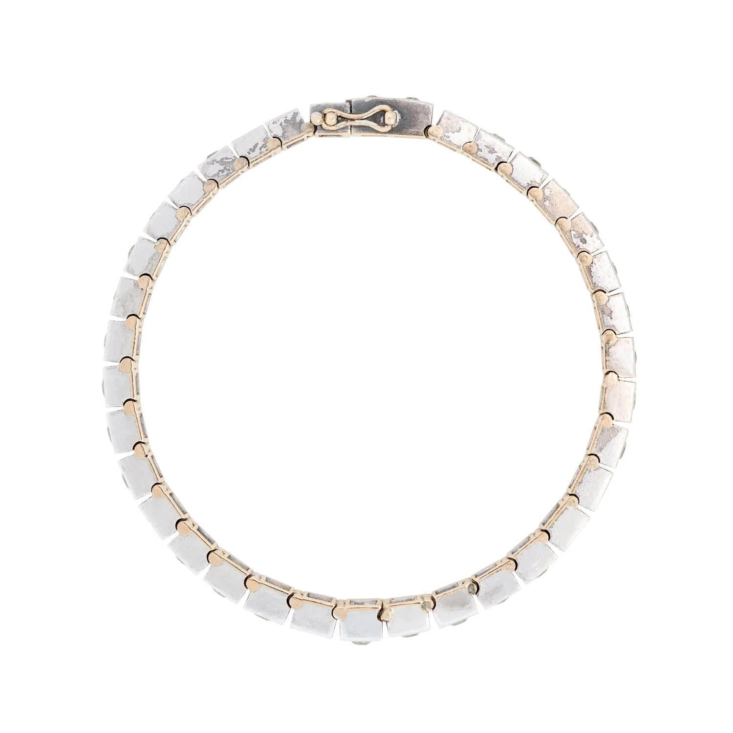 Victorian Russian Gold/Sterling Silver Diamond Line Bracelet - Image 3