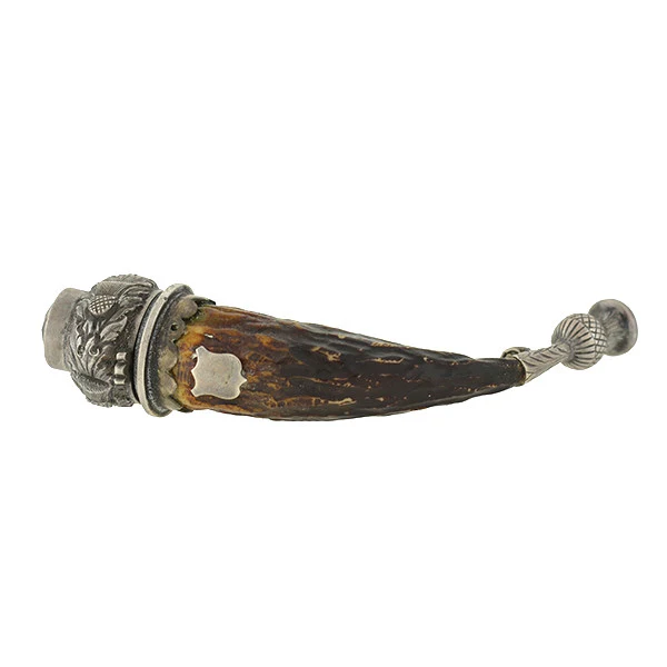 Victorian Scottish Sterling, Citrine & Horn Bottle Pendant - Image 3
