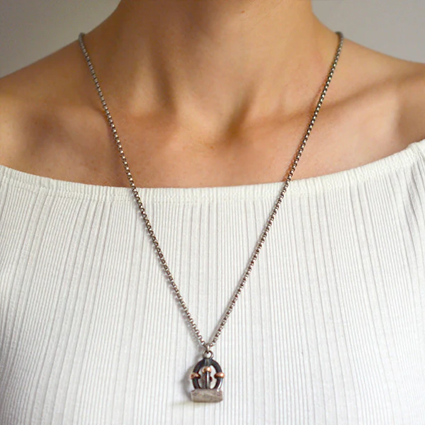 Victorian Silver & 9kt Rose Gold Niello Fob Pendant - Image 7