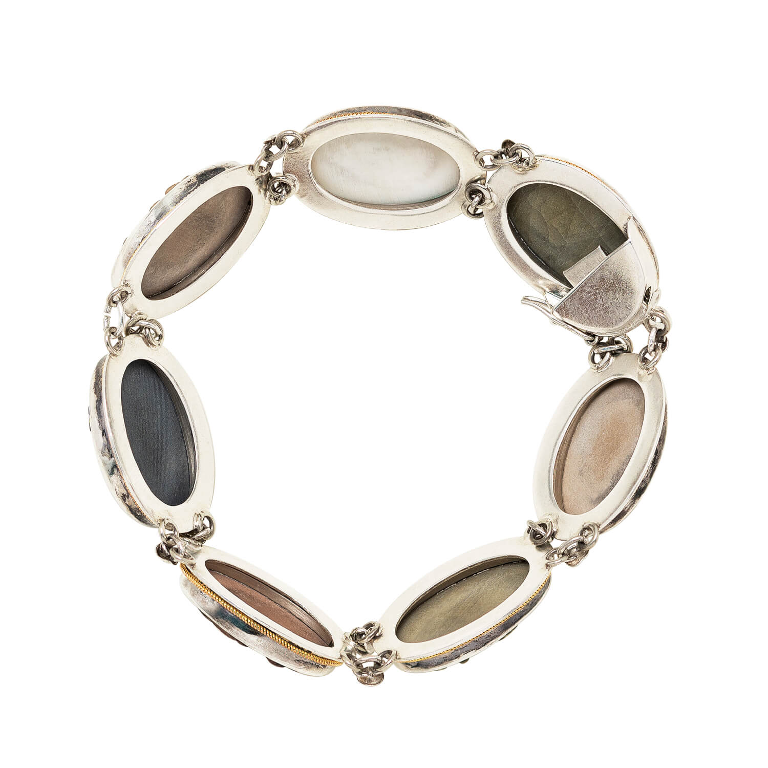 Victorian Silver and Carved Lava Cameo Bracelet - Image 3