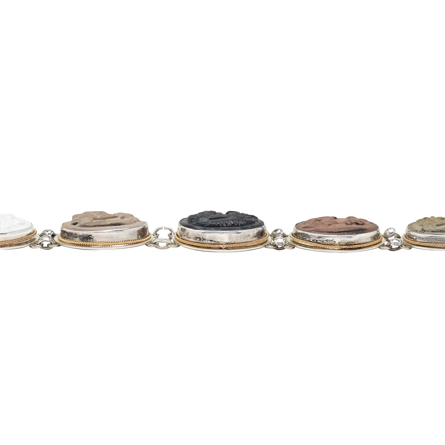 Victorian Silver and Carved Lava Cameo Bracelet - Image 4