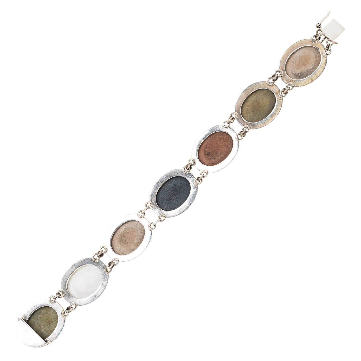 Victorian Silver and Carved Lava Cameo Bracelet - Image 5