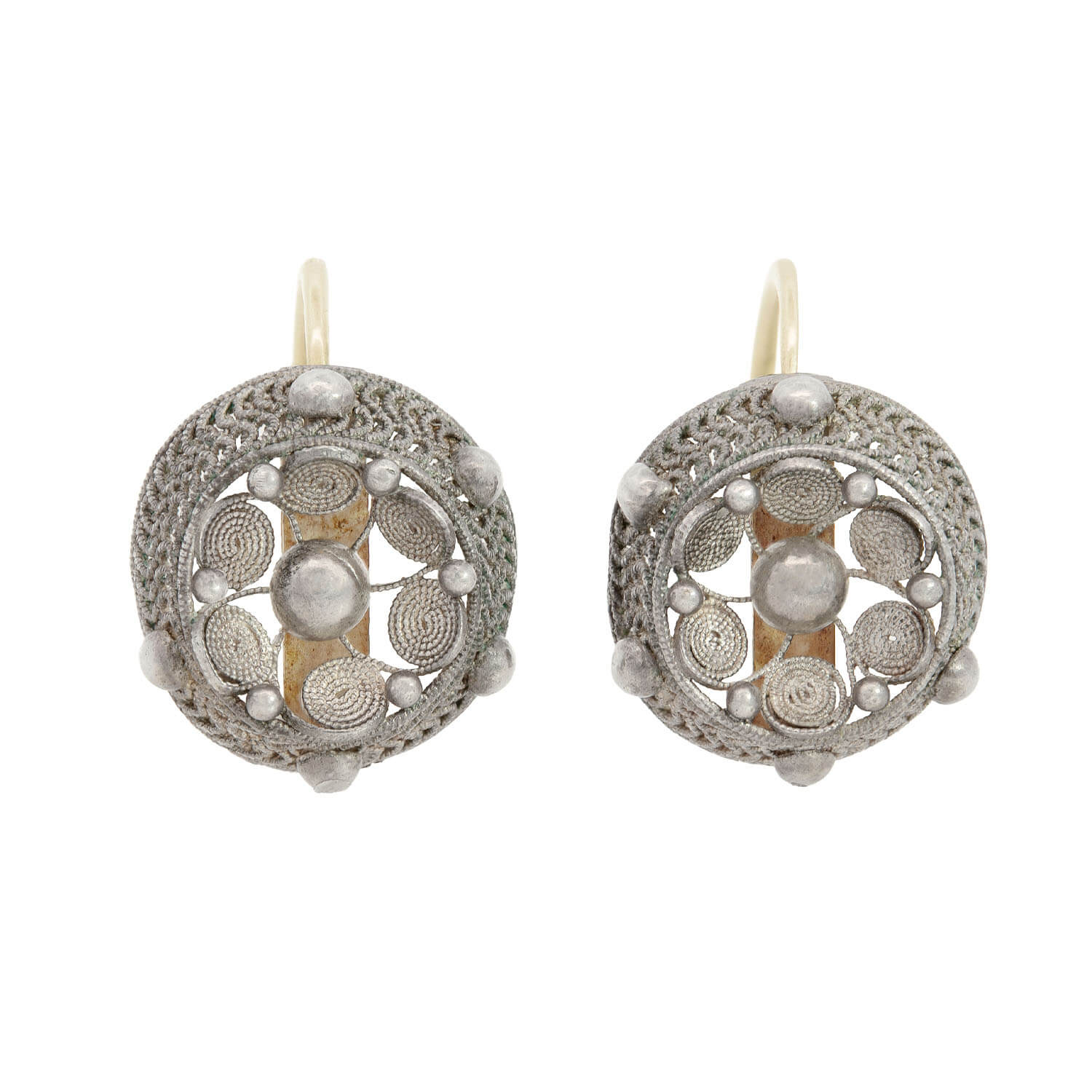 Victorian Silver Italian Cannetille Filigree Wirework Day/Night Earrings - Image 2