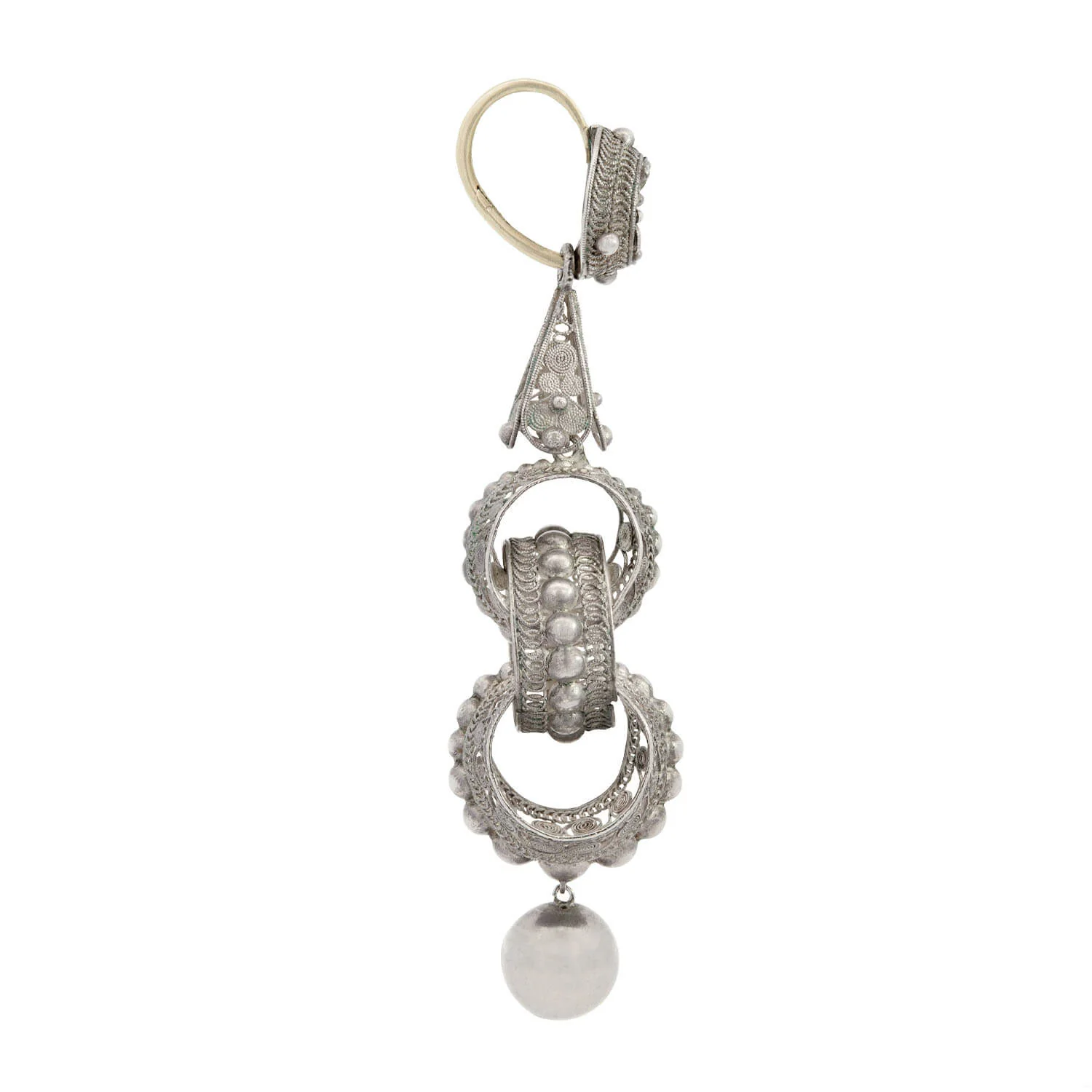 Victorian Silver Italian Cannetille Filigree Wirework Day/Night Earrings - Image 3