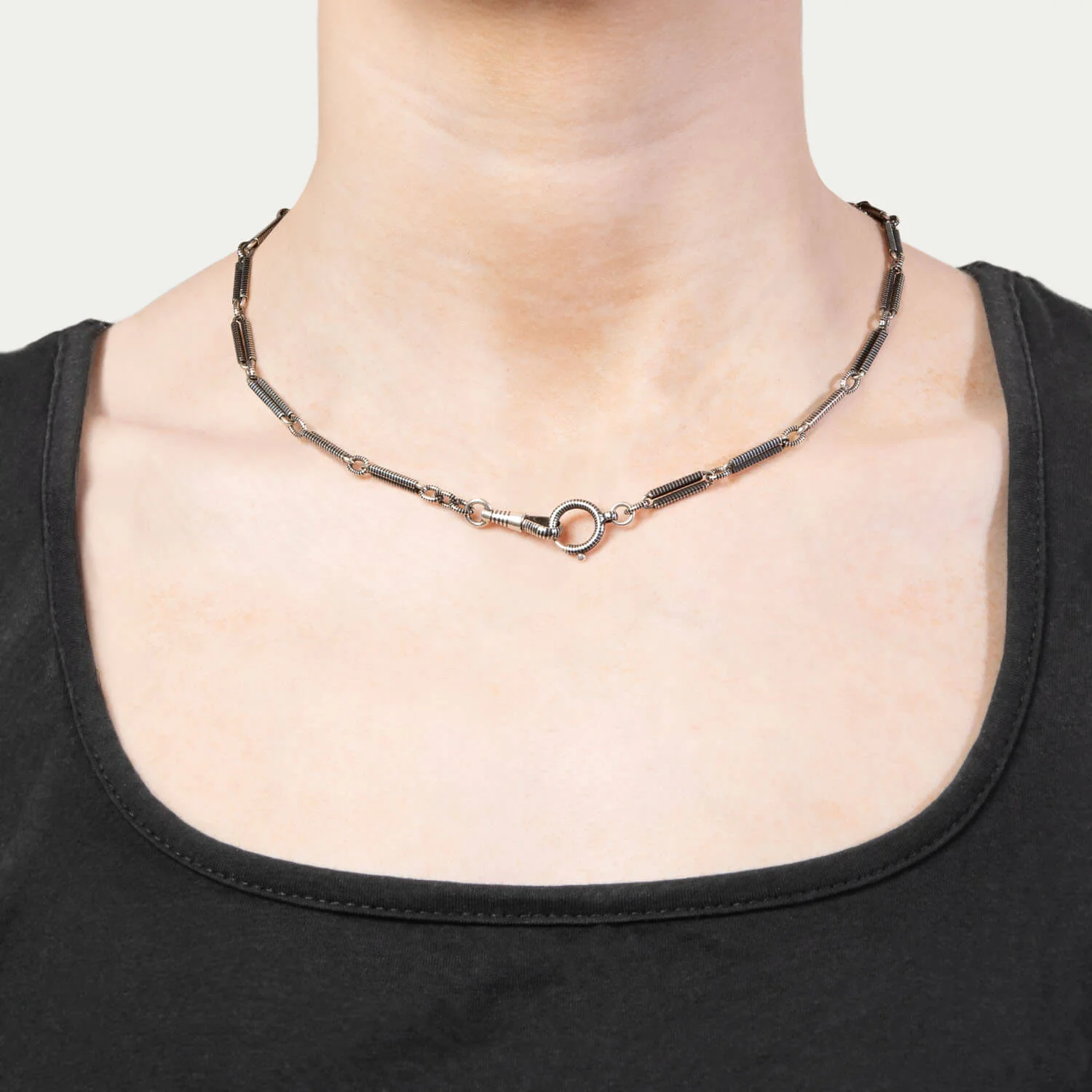Victorian Silver Niello Chain - Image 6
