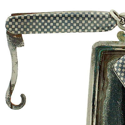 Victorian Silver & Niello Slide Mirror Locket w/ Button Hook - Image 8