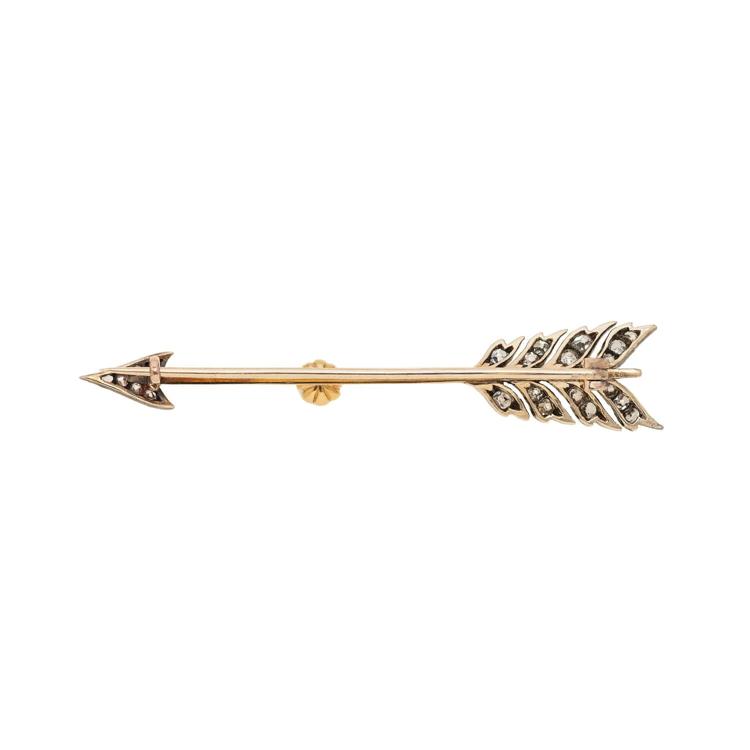 Victorian Silver-Topped 15k Pearl + Diamond Arrow Pin - Image 3
