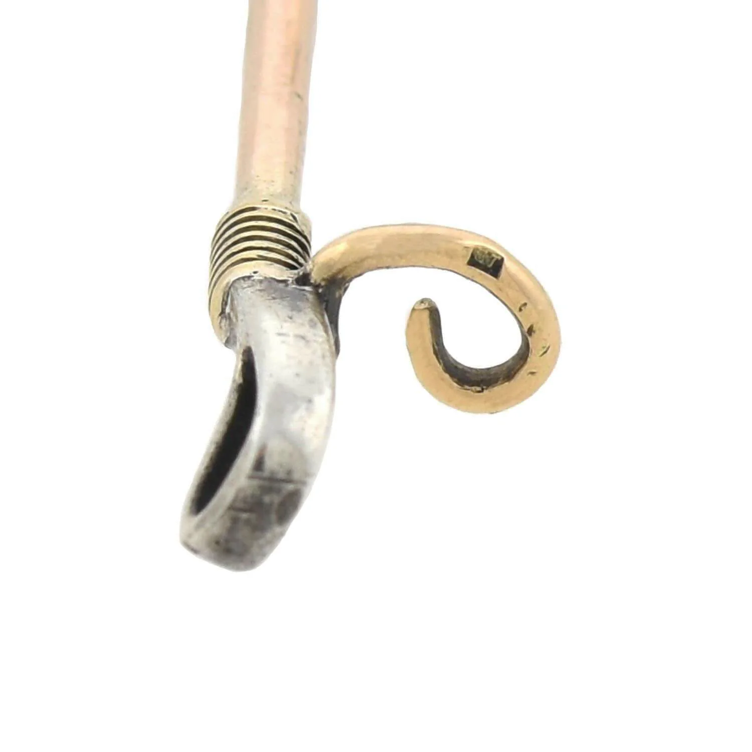 Victorian Sterling/10kt Rose Cut Diamond Riding Crop Pin - Image 4