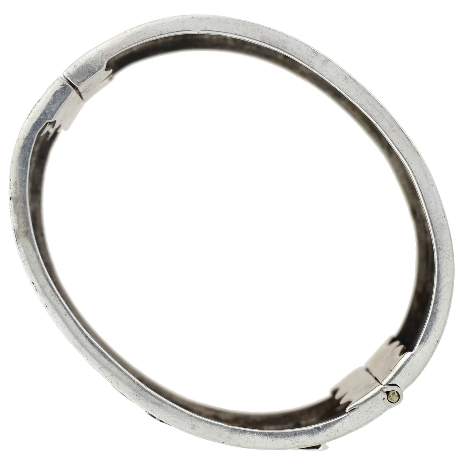 Victorian Sterling/9kt Mixed Metals "Souvenir" Floral Bangle Bracelet - Image 5