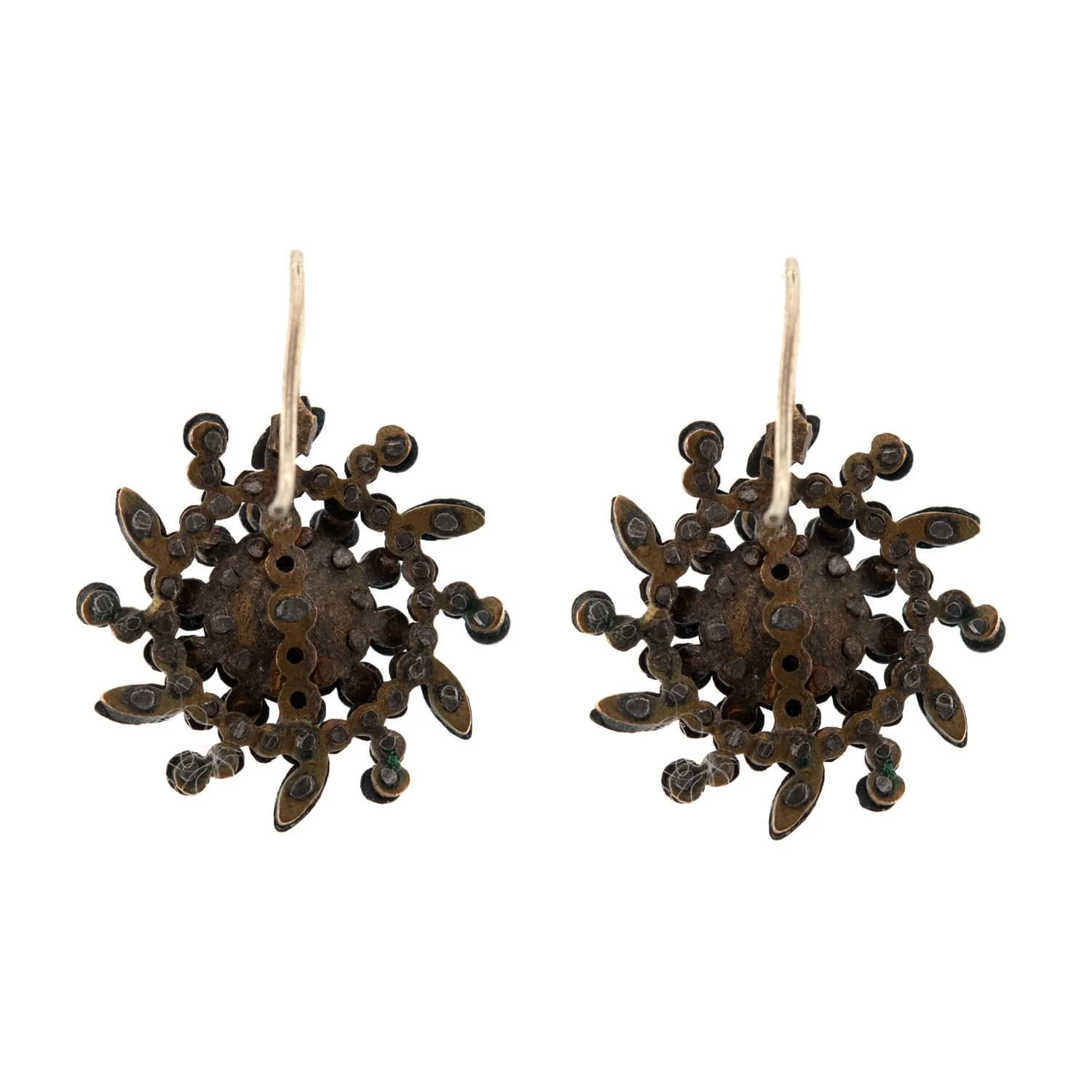 Victorian Sterling Silver Cut Steel Snowflake Motif Earrings - Image 3