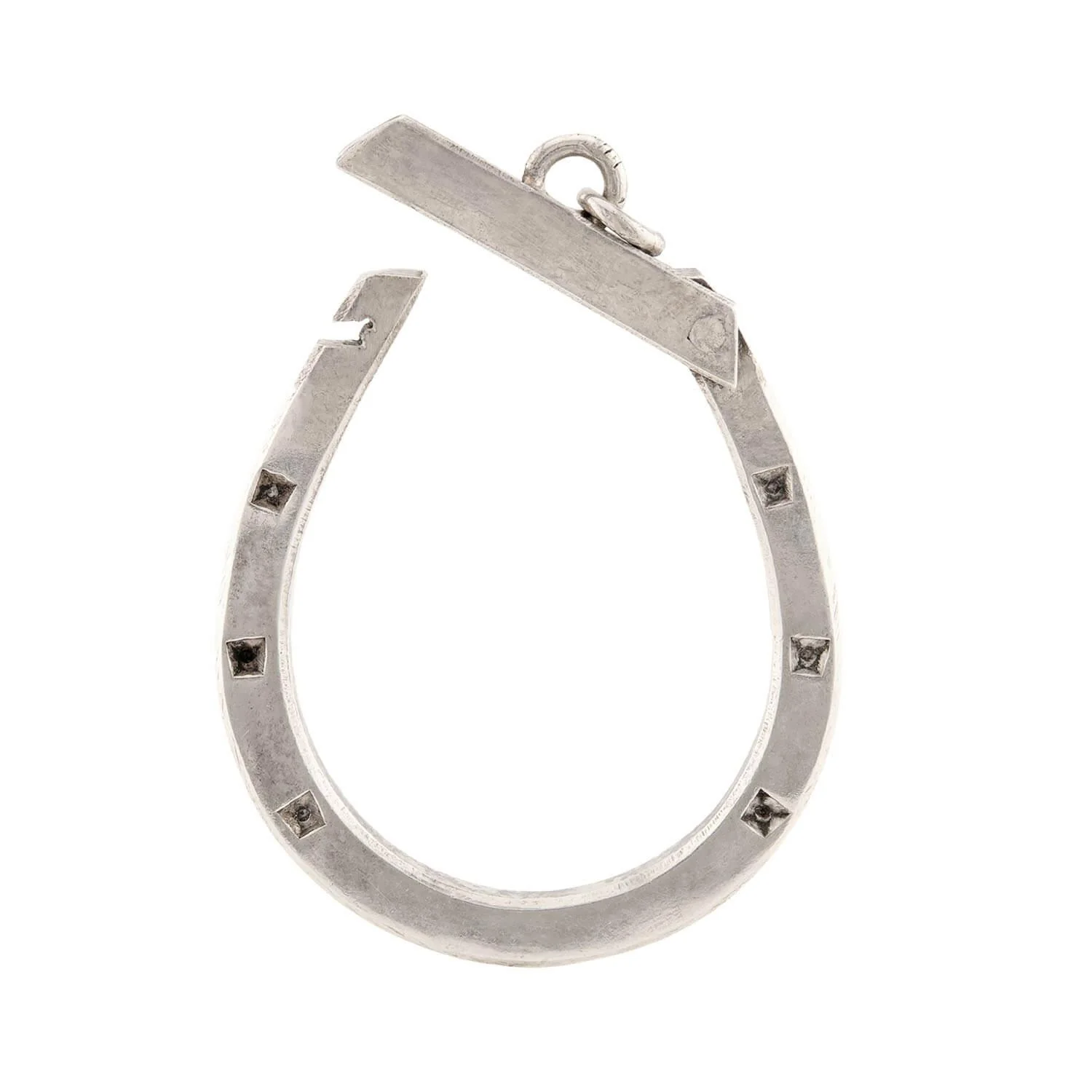 Victorian Sterling Silver Hinged Horseshoe Pendant - Image 4