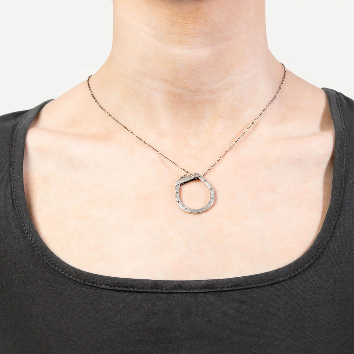 Victorian Sterling Silver Hinged Horseshoe Pendant - Image 5