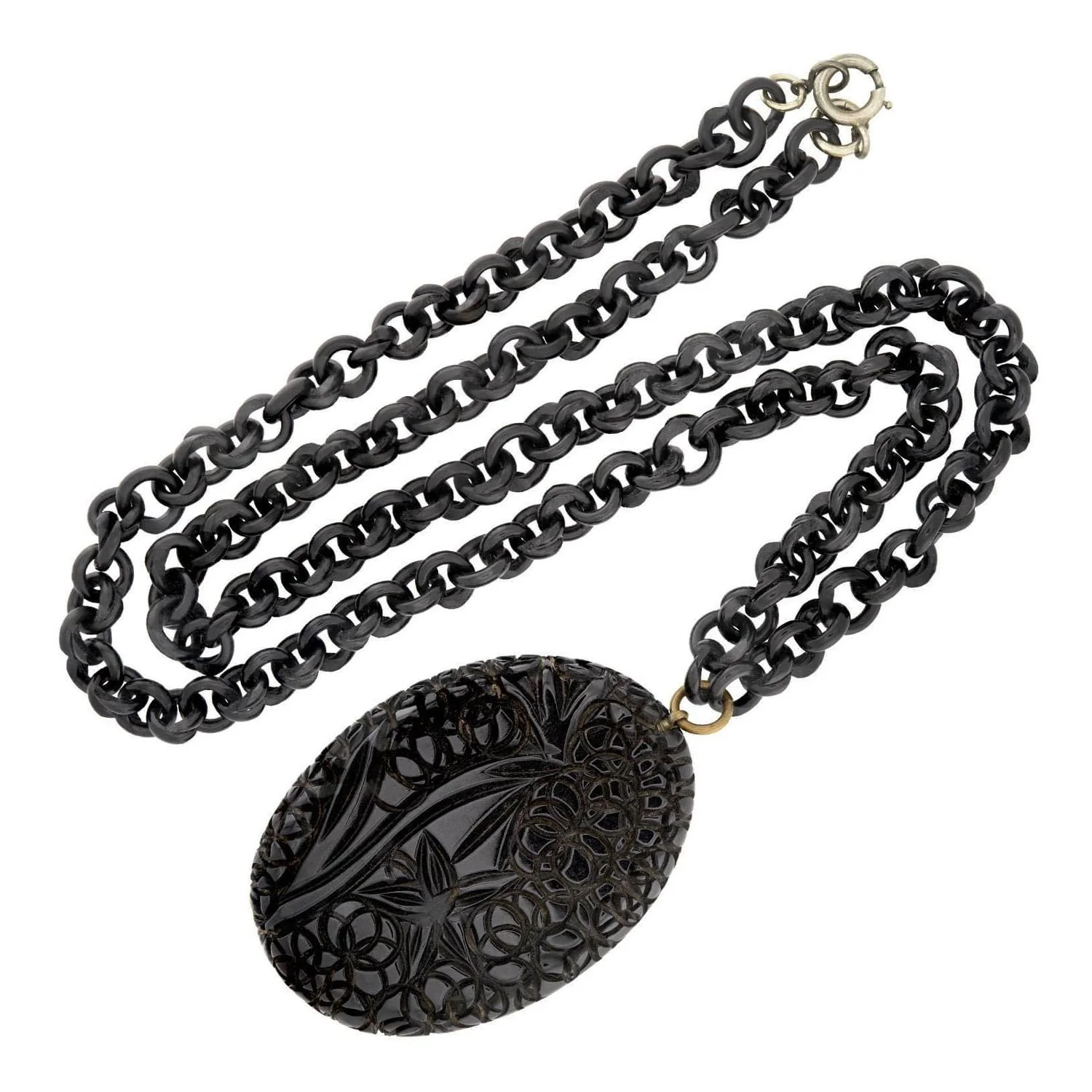 Victorian Sterling Silver Jet Pendant Necklace - Image 2