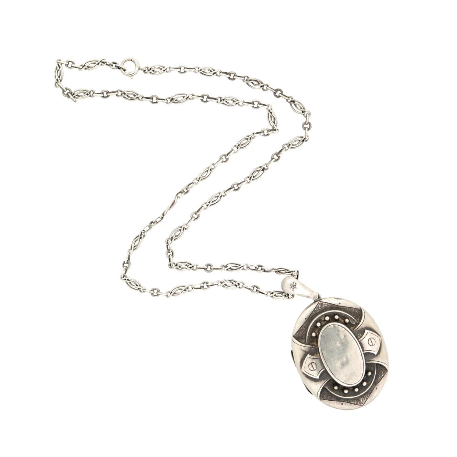 Victorian Sterling Silver Locket and 23" Twisted Link Chain Necklace - Image 2
