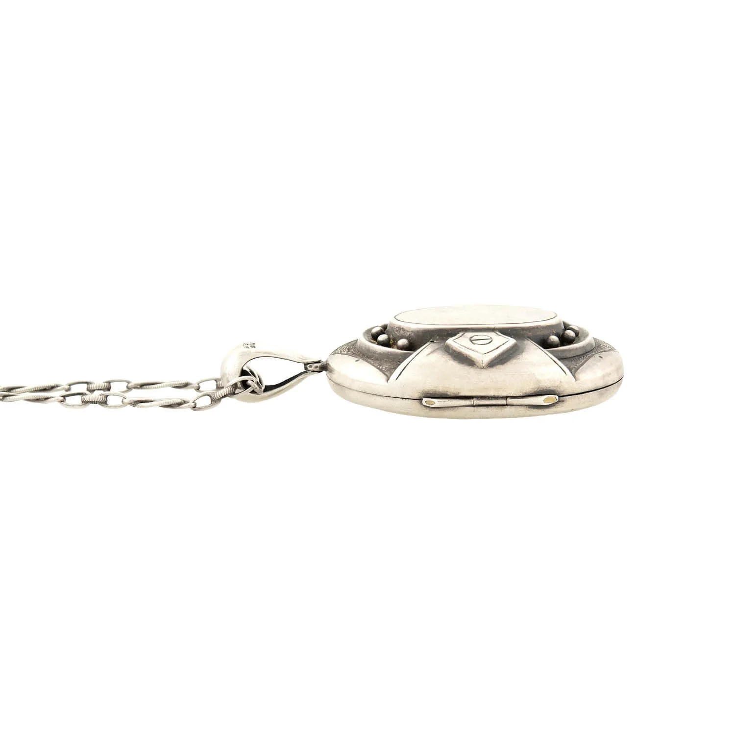 Victorian Sterling Silver Locket and 23" Twisted Link Chain Necklace - Image 3