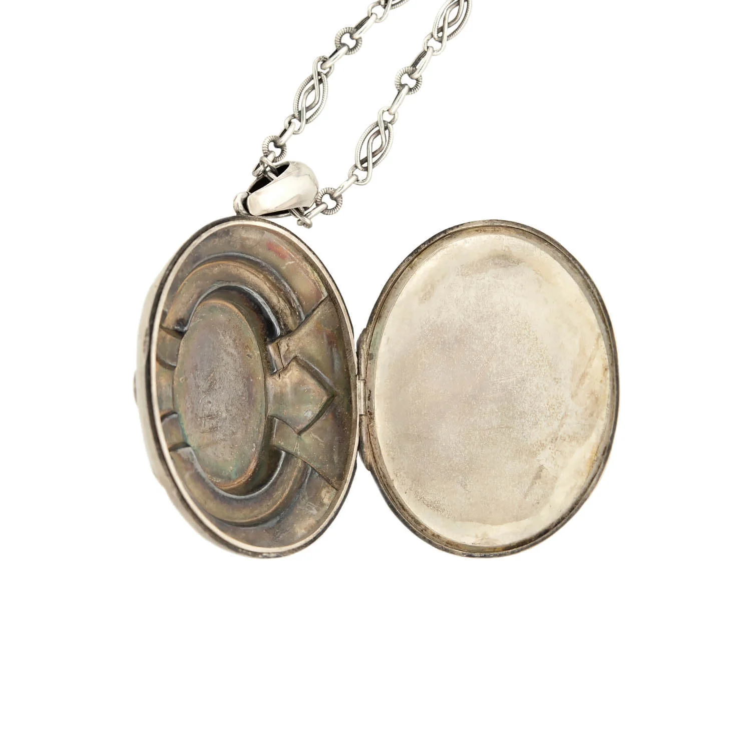 Victorian Sterling Silver Locket and 23" Twisted Link Chain Necklace - Image 4