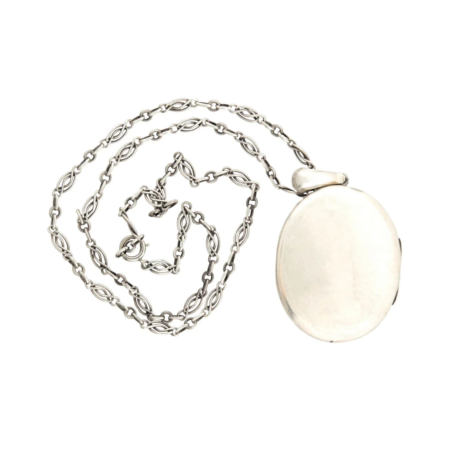 Victorian Sterling Silver Locket and 23" Twisted Link Chain Necklace - Image 5