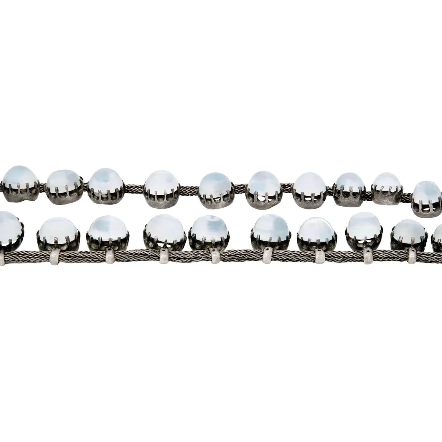 Victorian Sterling Silver Moonstone Graduated Festoon Necklace - Image 3