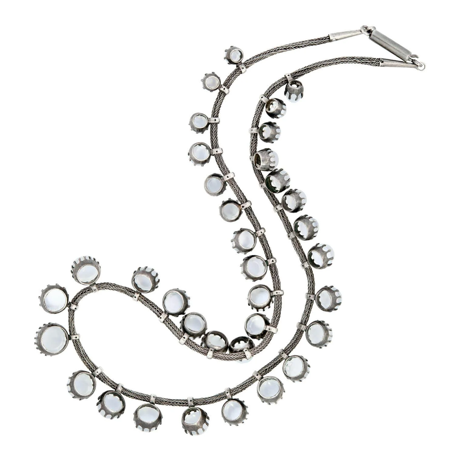 Victorian Sterling Silver Moonstone Graduated Festoon Necklace - Image 4