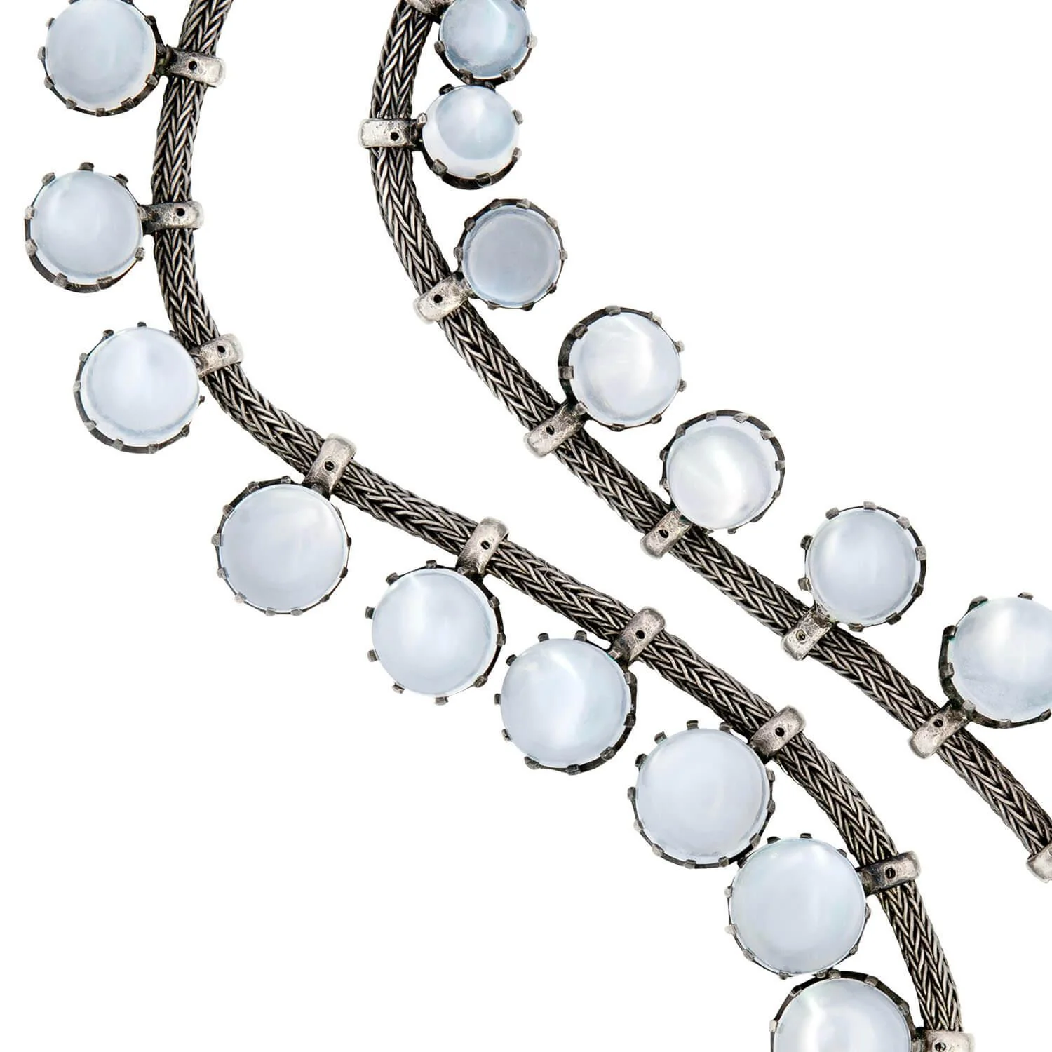 Victorian Sterling Silver Moonstone Graduated Festoon Necklace - Image 5